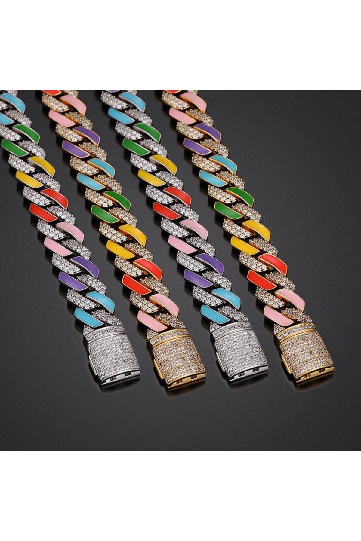 Harzem jewelry çelik renkli taşlı kolye
