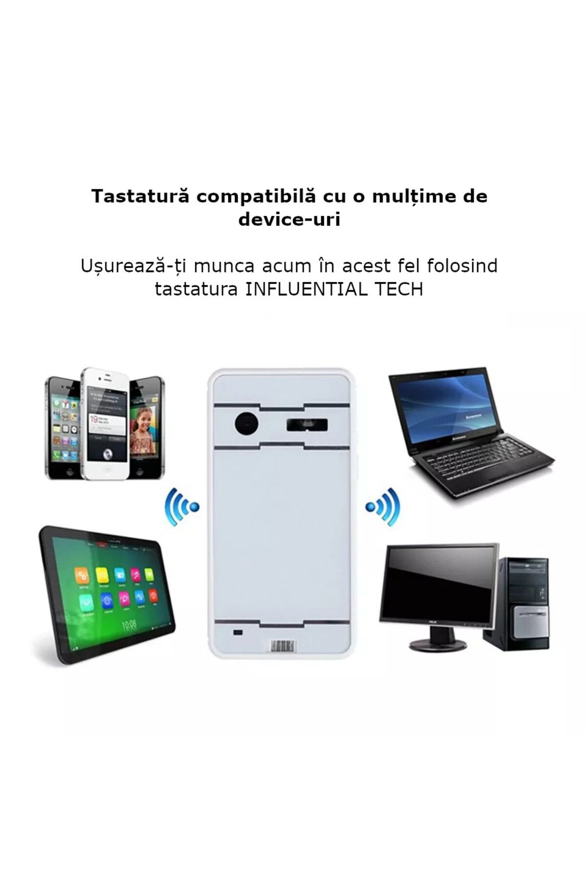 Influential Tech-Portable Wireless Projection Laser Keyboard, Bluetooth & USB, Compatible iOS/Android/Windows, White 4