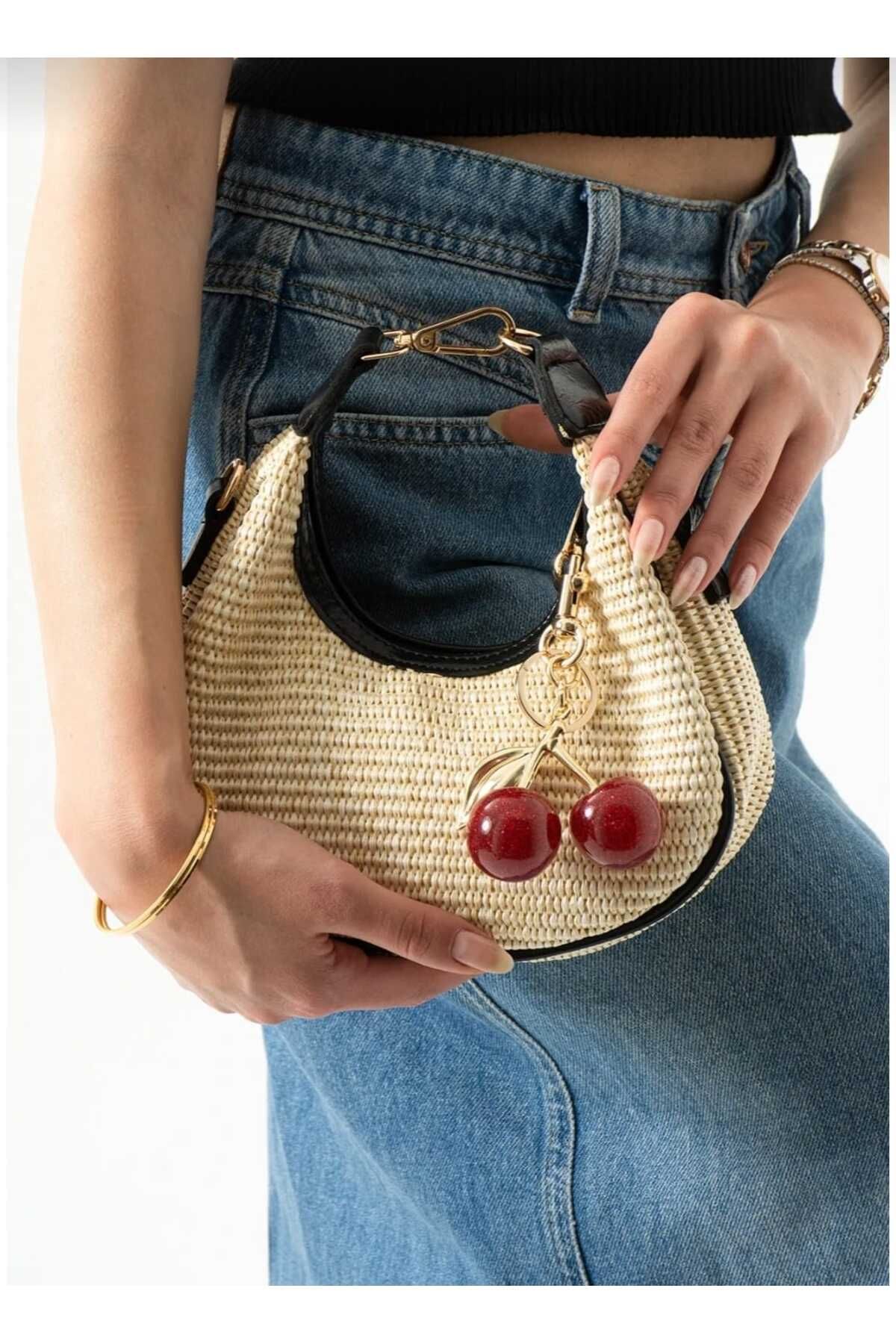 Die Fein Mini Model Hasır Charm Hediyeli Kadın El Ve Omuz Çantası
