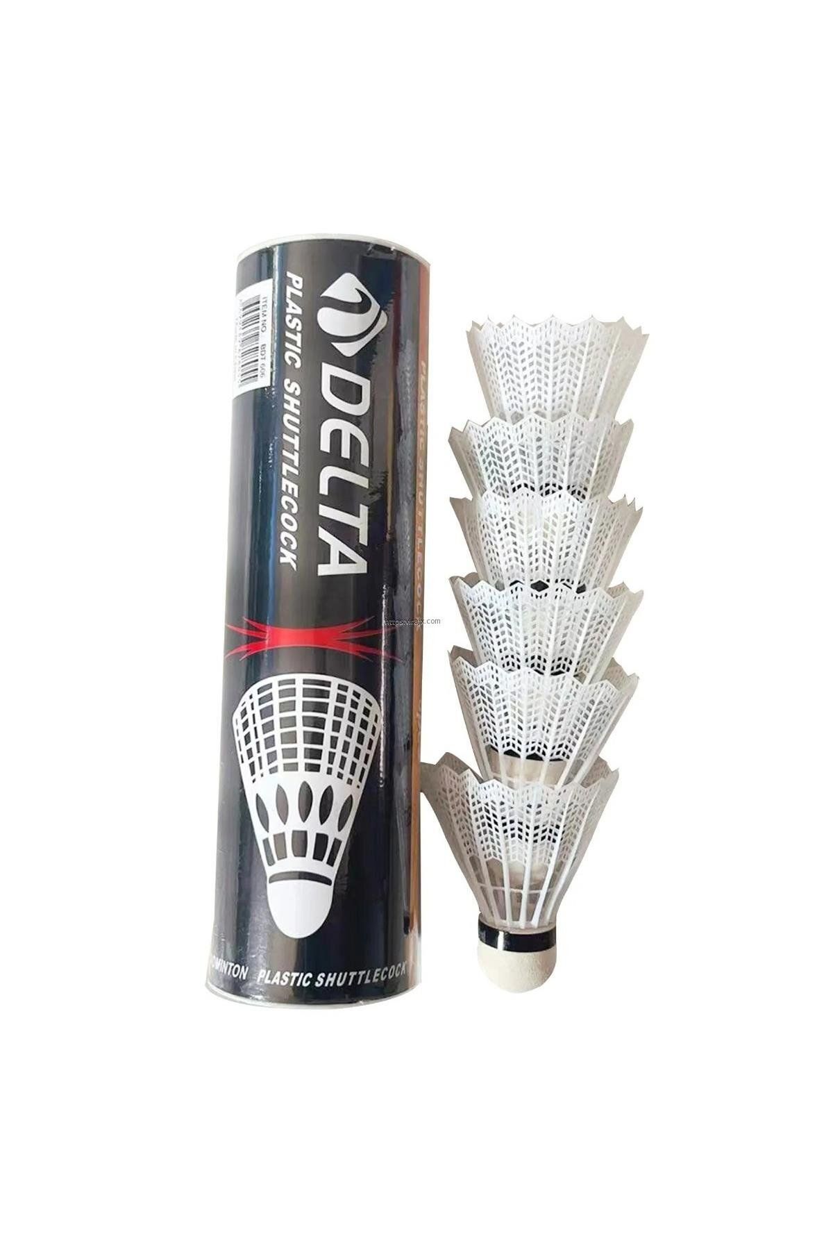 Delta-6 White Badminton Balls with Plastic Head in Practice Box 1