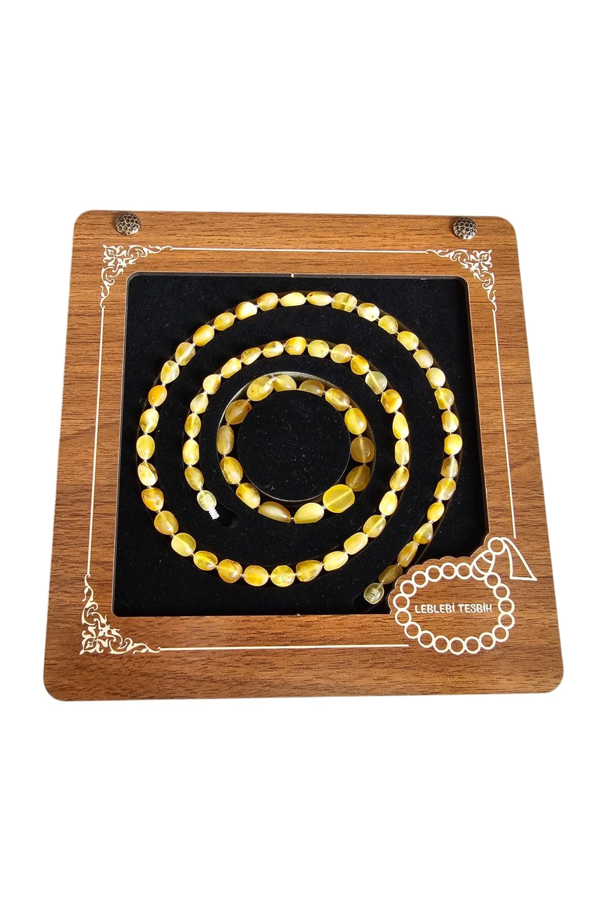 LEBLEBİ TESBİH Damla Kehribar Kolye - Bileklik Set Lt1345