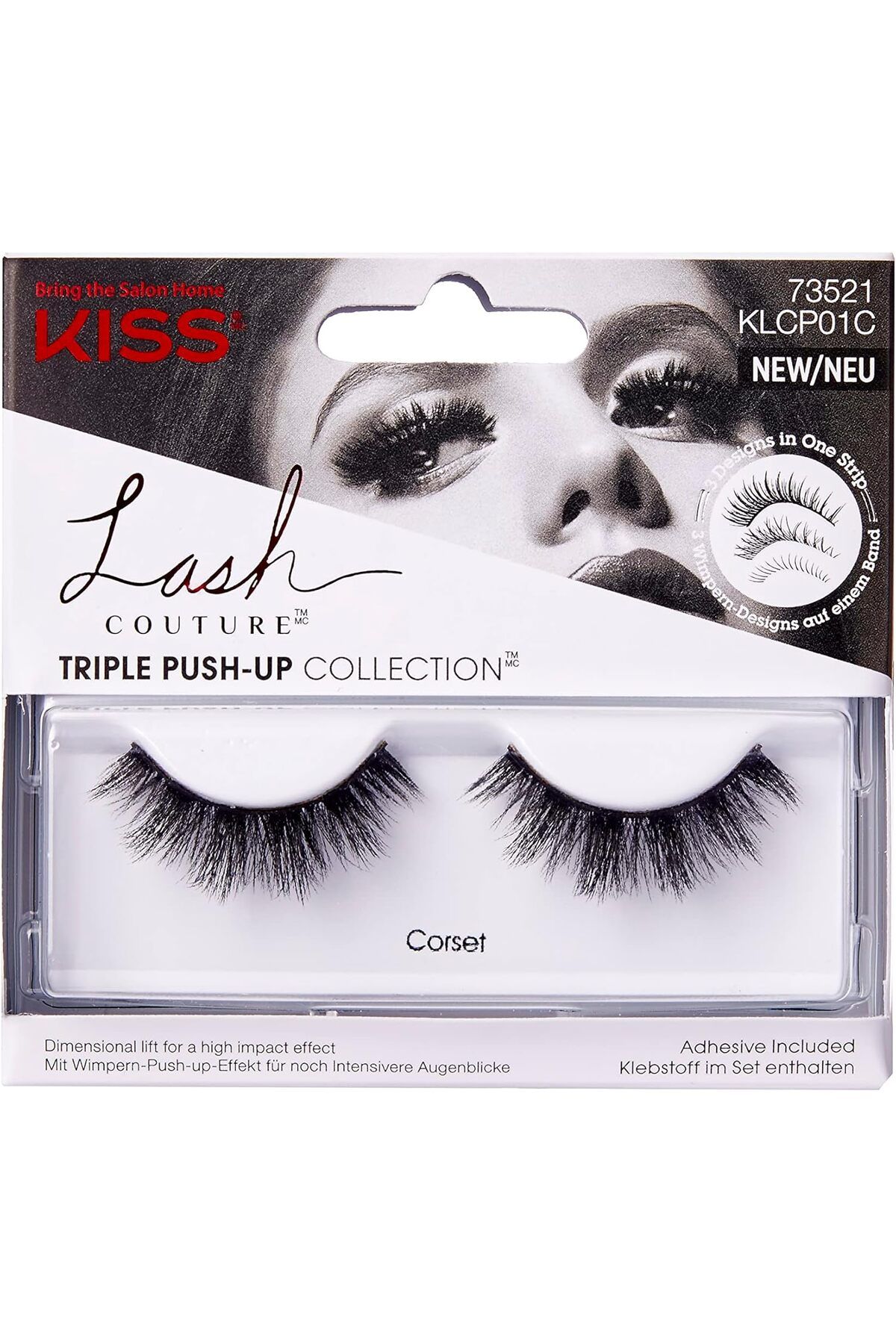 Kiss-Lash Couture Triple Push Up Collection 1 Pair of False Lashes, Corset, 3D Volume False Eyelashe 1