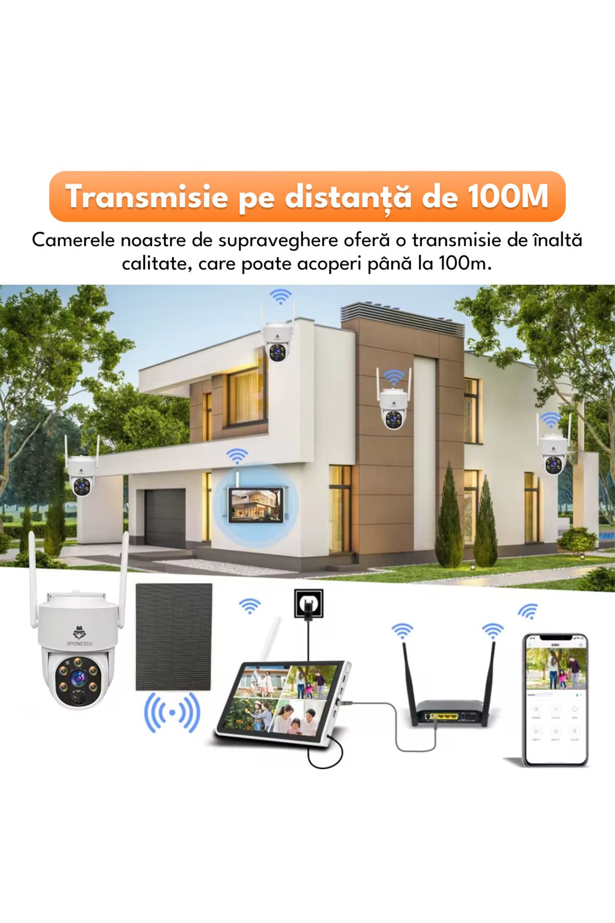 Spionescu-Complete video surveillance kit with 4 cameras and solar charging, ASIH20, WIFI, 4MP, 1 TB HDD 6
