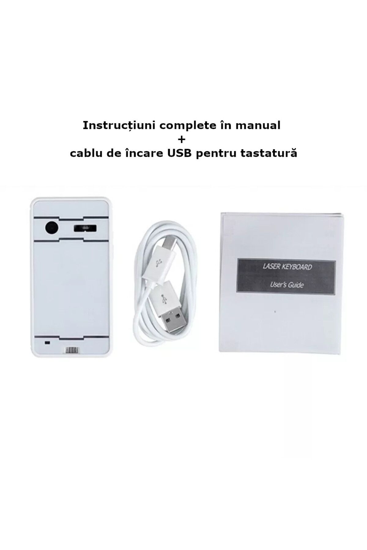Influential Tech-Portable Wireless Projection Laser Keyboard, Bluetooth & USB, Compatible iOS/Android/Windows, White 8
