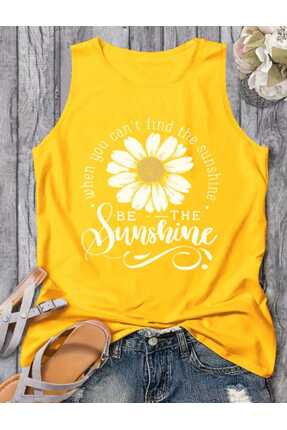 FAVORİST BE THE SUNSHİNE Kadın Pamuklu Kolsuz Yazlık T-shirt