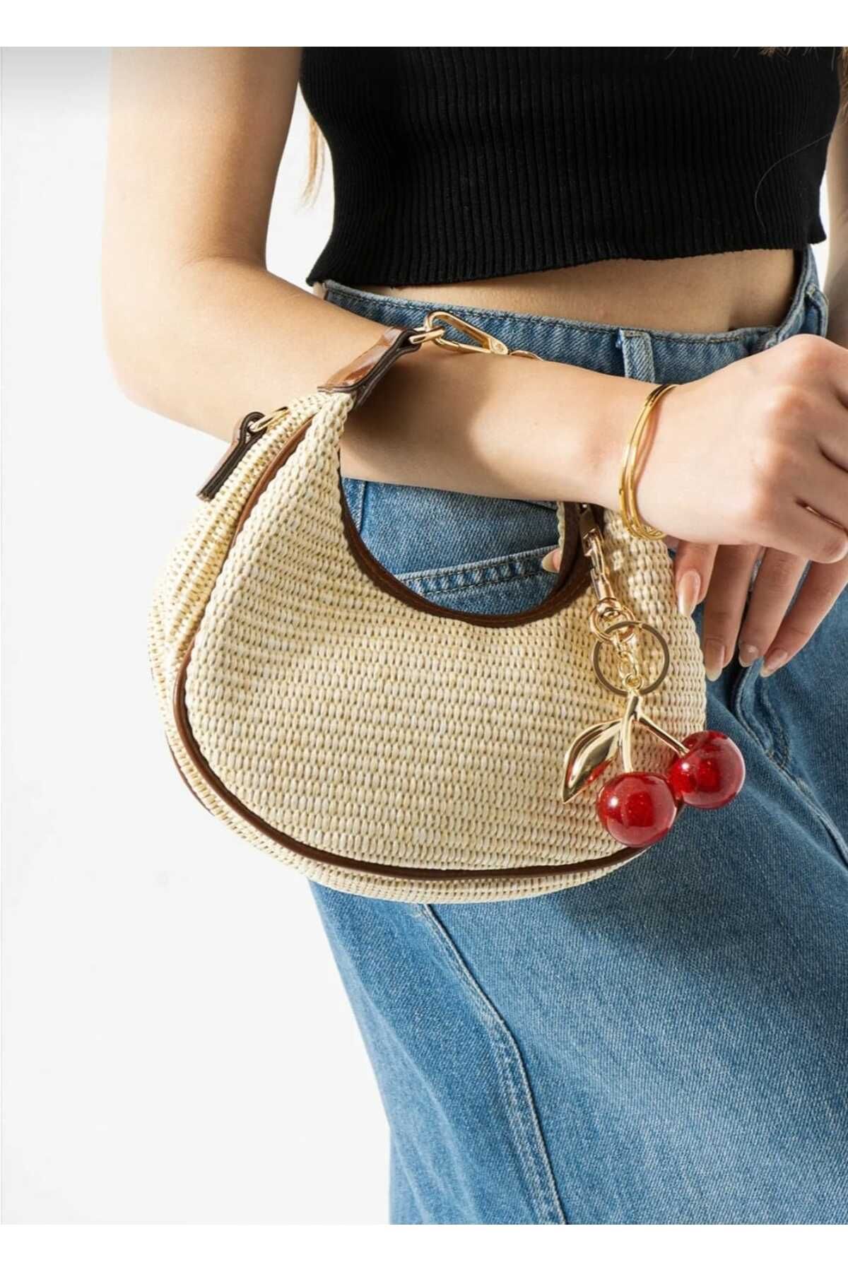 Die Fein Mini Model Hasır Charm Hediyeli Kadın El Ve Omuz Çantası