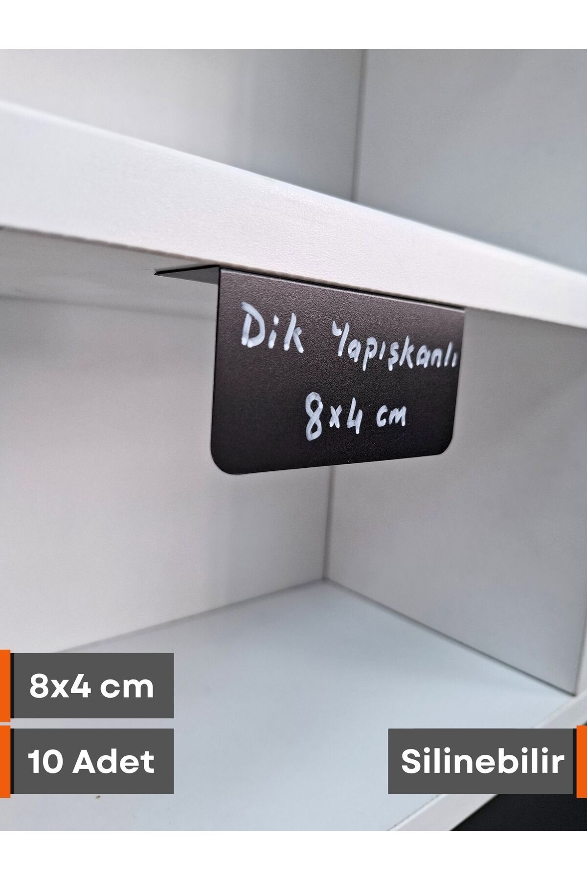 Şeffaf Etiket 10 Adet PVC Karatahta Siyah Ürün Etiket 8x4 cm Yapışkanlı Raf Fiyat Etiketi Dik Yapışan isimlik