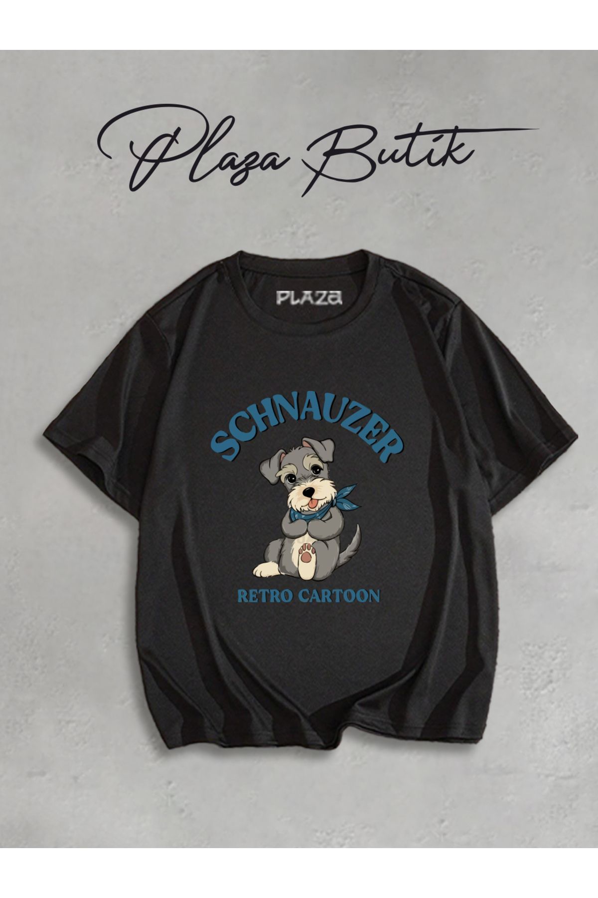 Plaza Butik Kadın/Erkek Schnauzer Baskılı Oversize T-shirt