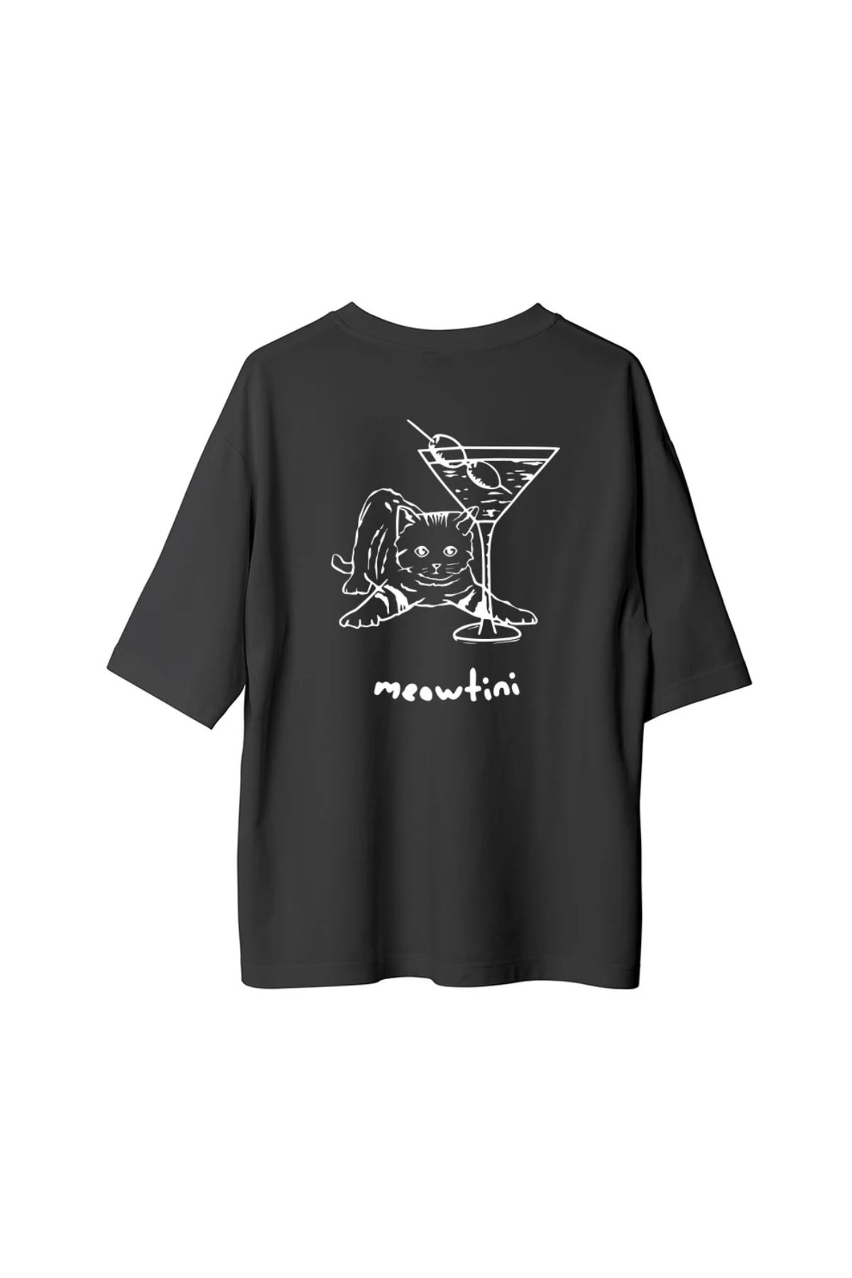 Koklonmoda Büyük Beden Unisex Meowtine Baskılı Oversize T-Shirt