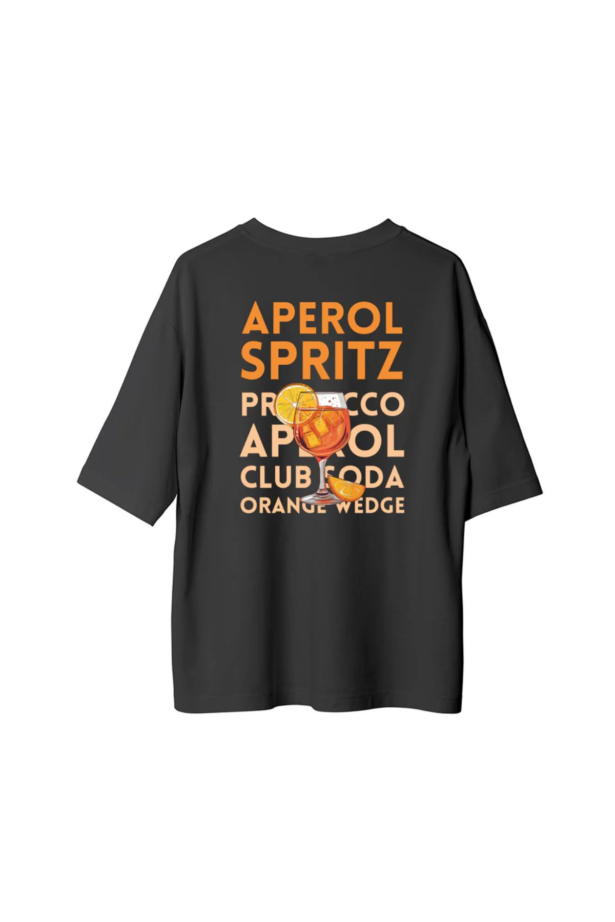 Koklonmoda Unisex Aperol Spritz Baskılı Oversize T-Shirt