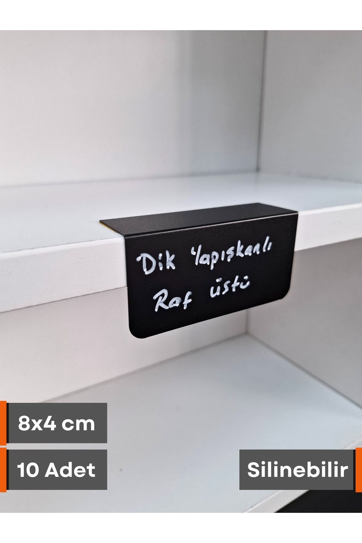 Şeffaf Etiket 10 Ad PVC Karatahta Siyah Ürün Etiket 8x4 cm Yapışkanlı Raf Fiyat Etiketi Dik Yapışan isimlik