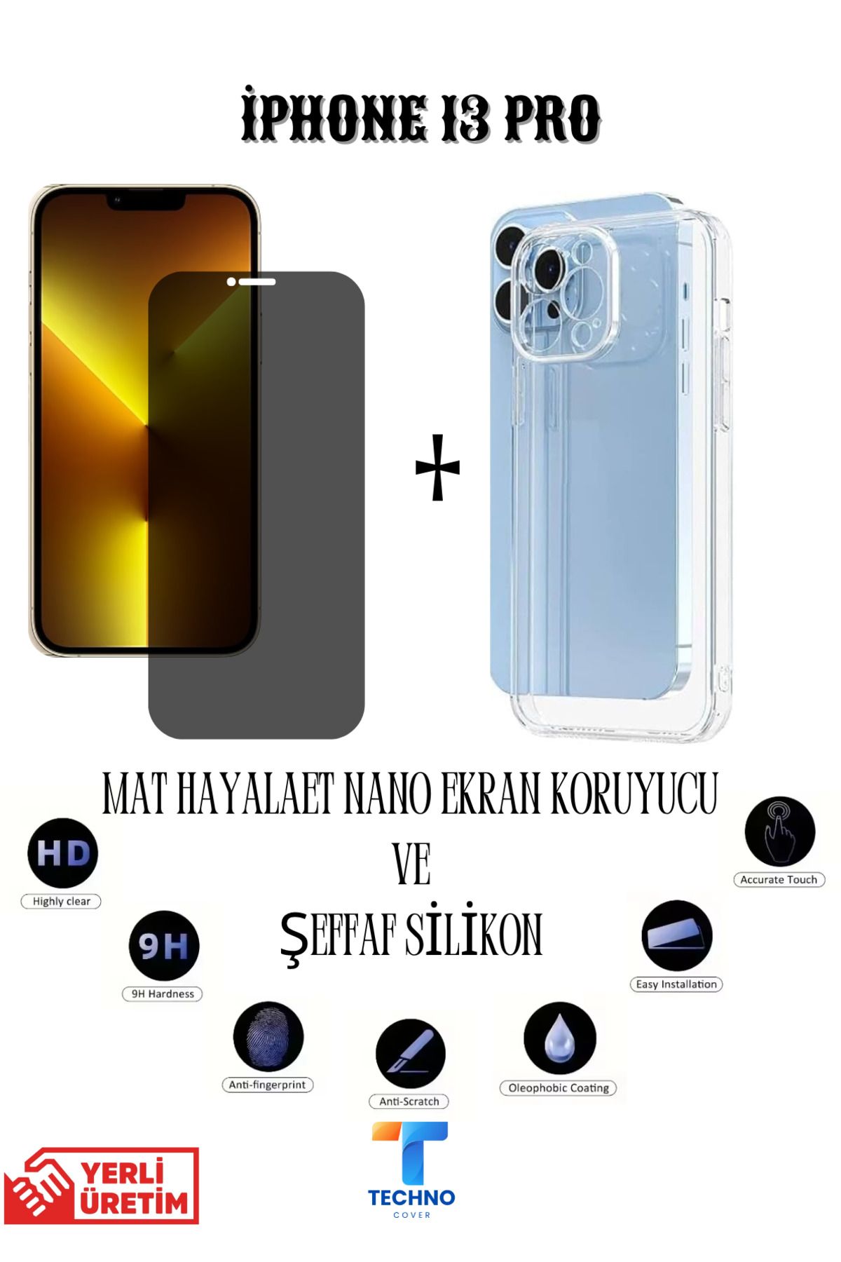 foxpower İphone 13 Pro Mat Hayalet Nano Ekran Koruyucu vemŞeffaf Kılıf 2li Avantajlı Paket