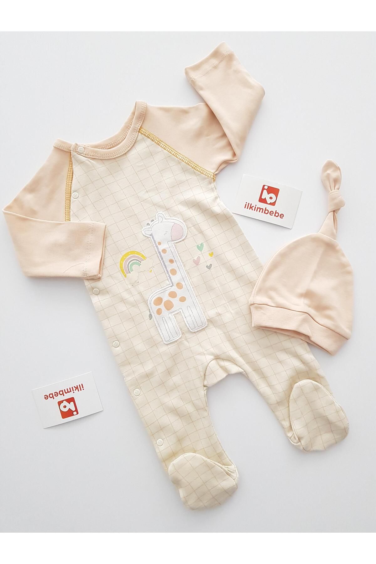 ilkimbebe Zürafa Şapkalı Bebek Tulumu