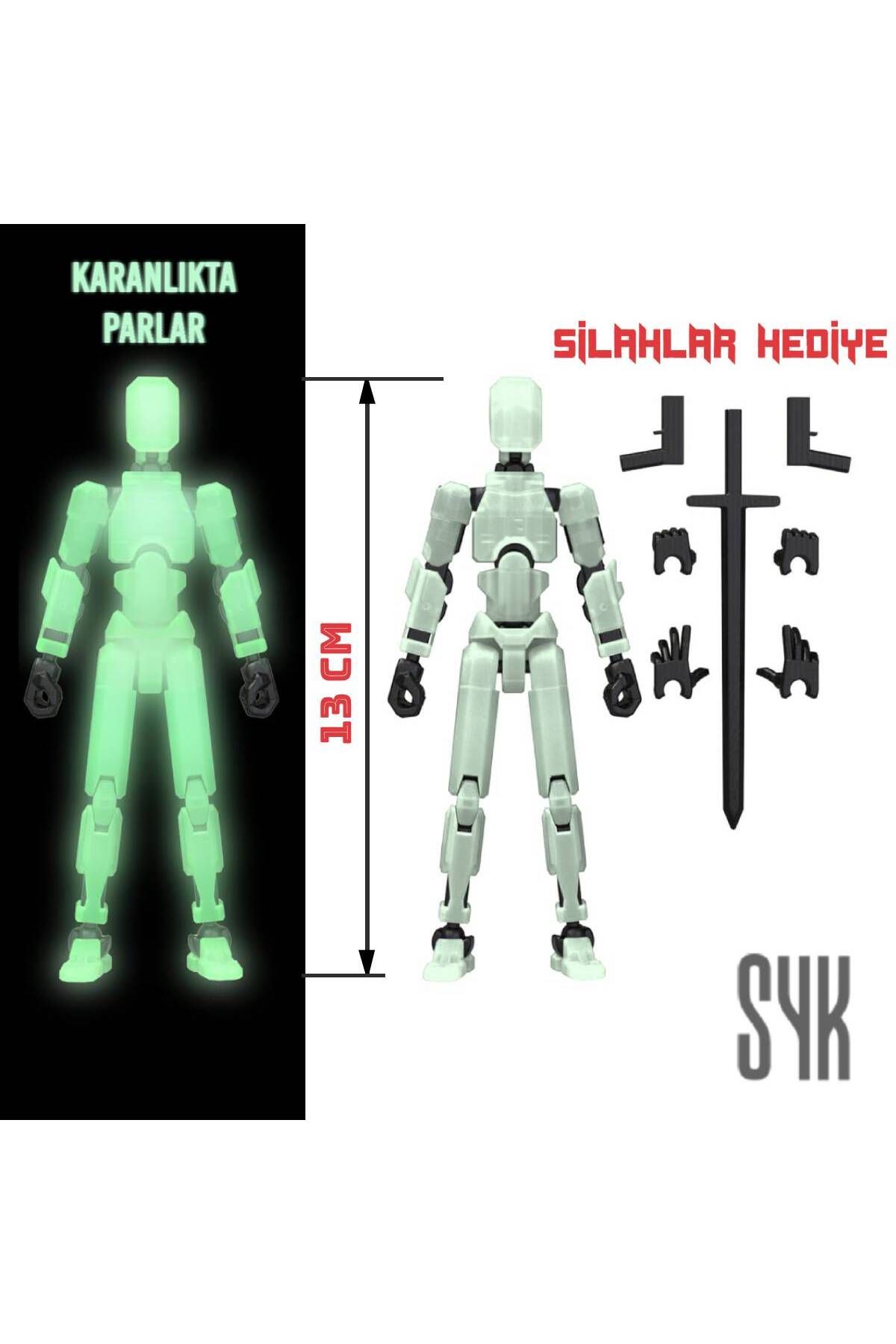 SYK Design Robot 13 Dummy Karanlıkta Parlayan Tüm Eklemleri Hareketli Aksiyon Figürü Oyuncak