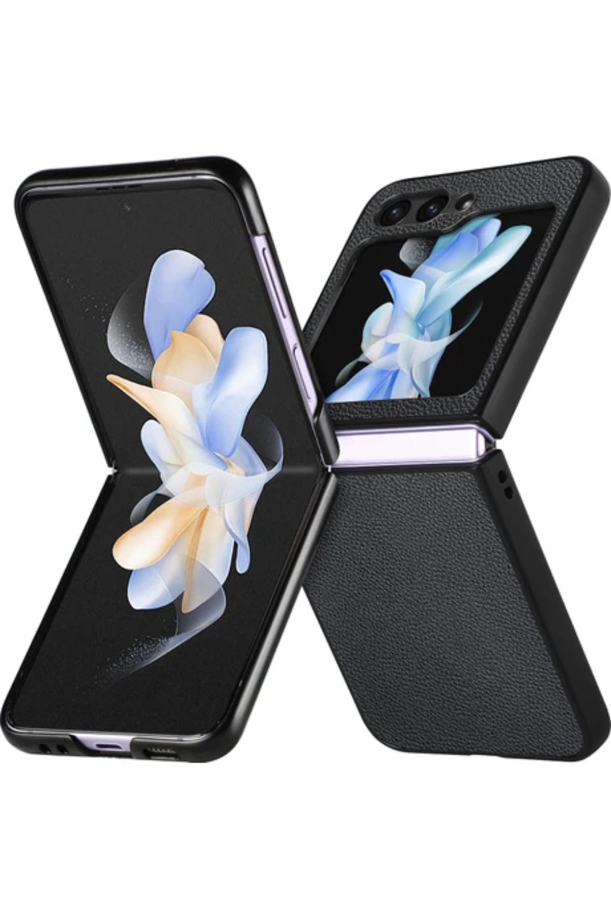 Obay Cool-M Galaxy Z Flip6 5g Litchi Doku Pu Deri + Pc Telefon Kılıfı