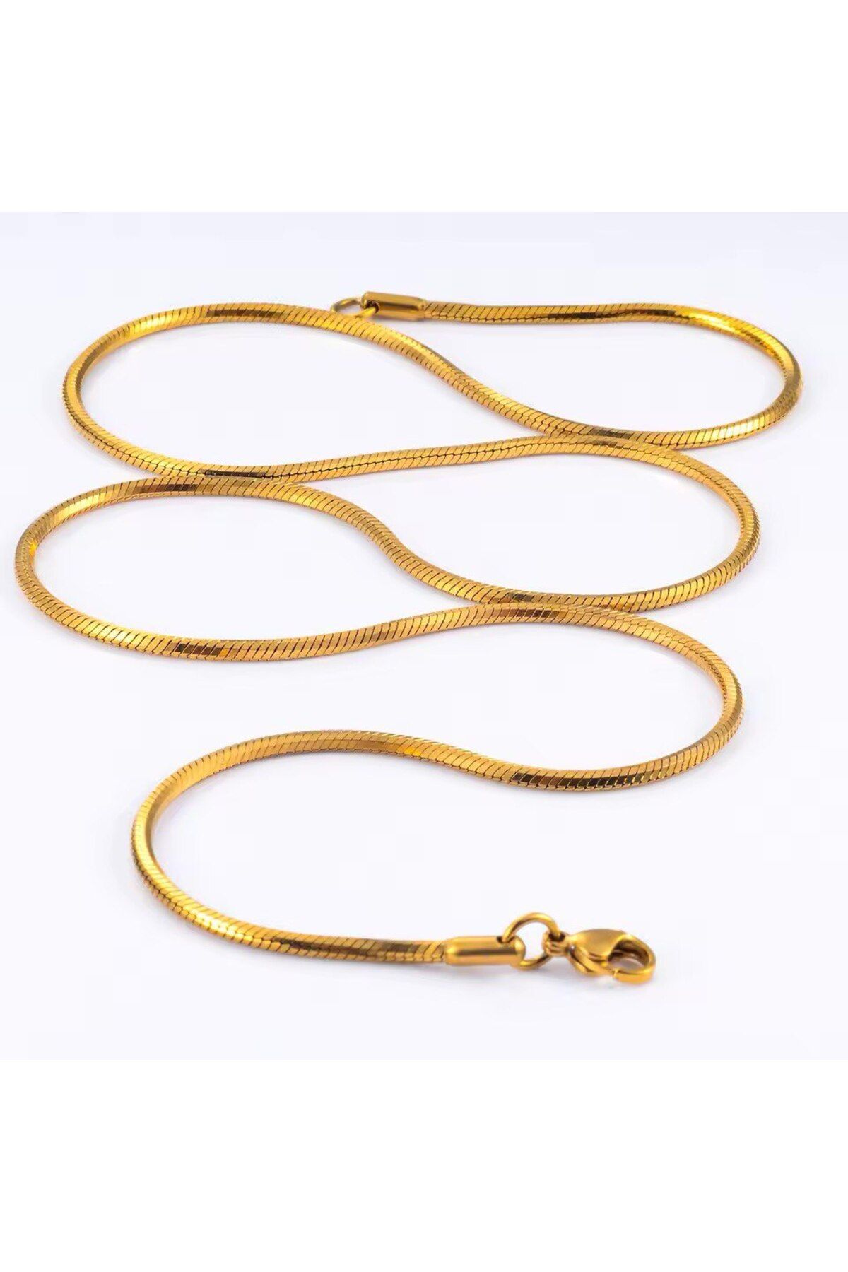 Harzem jewelry ince parlak çelik kolye