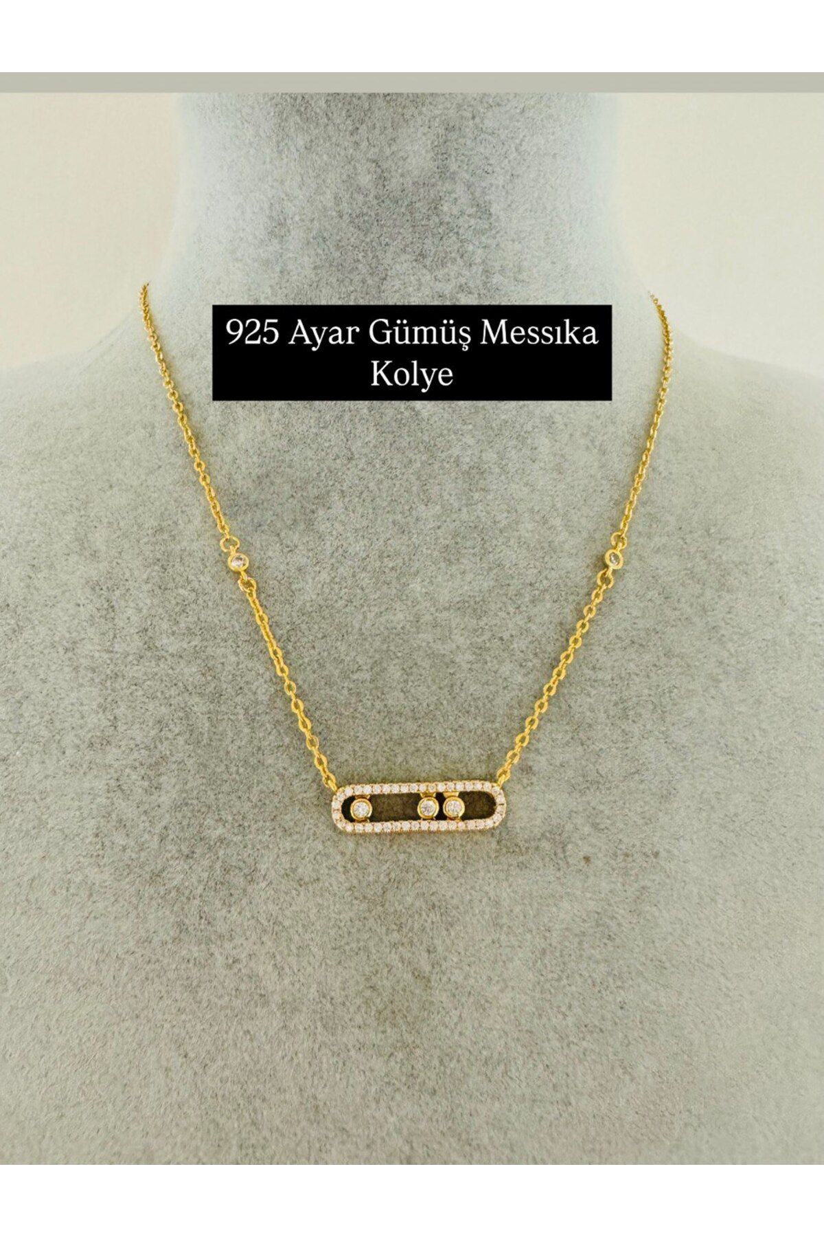 Harzem jewelry 925 gümüş altın rengi kaplamalı taşlı kolye