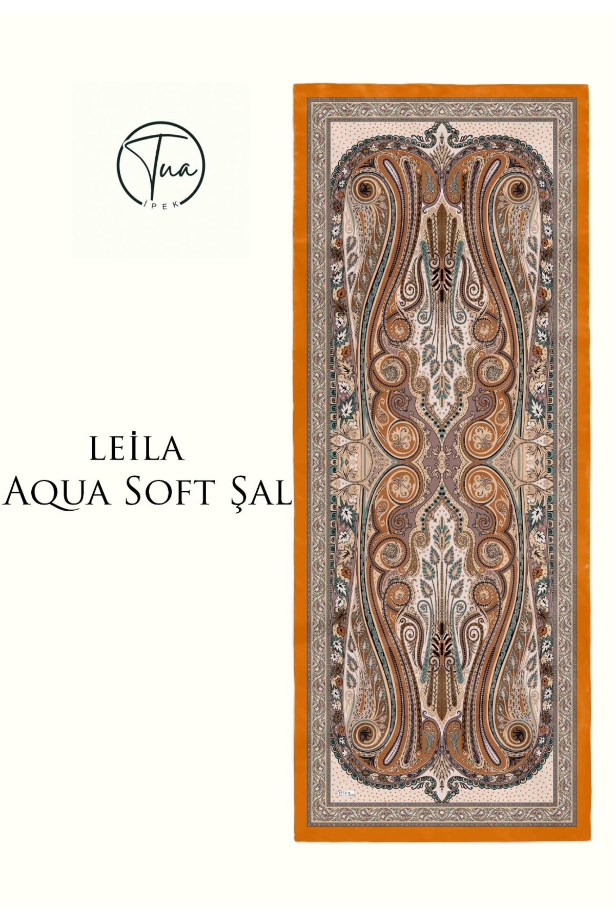 TUA İPEK LEİLA AQUA SOFT COTON ŞAL - ETNİK Desenli
