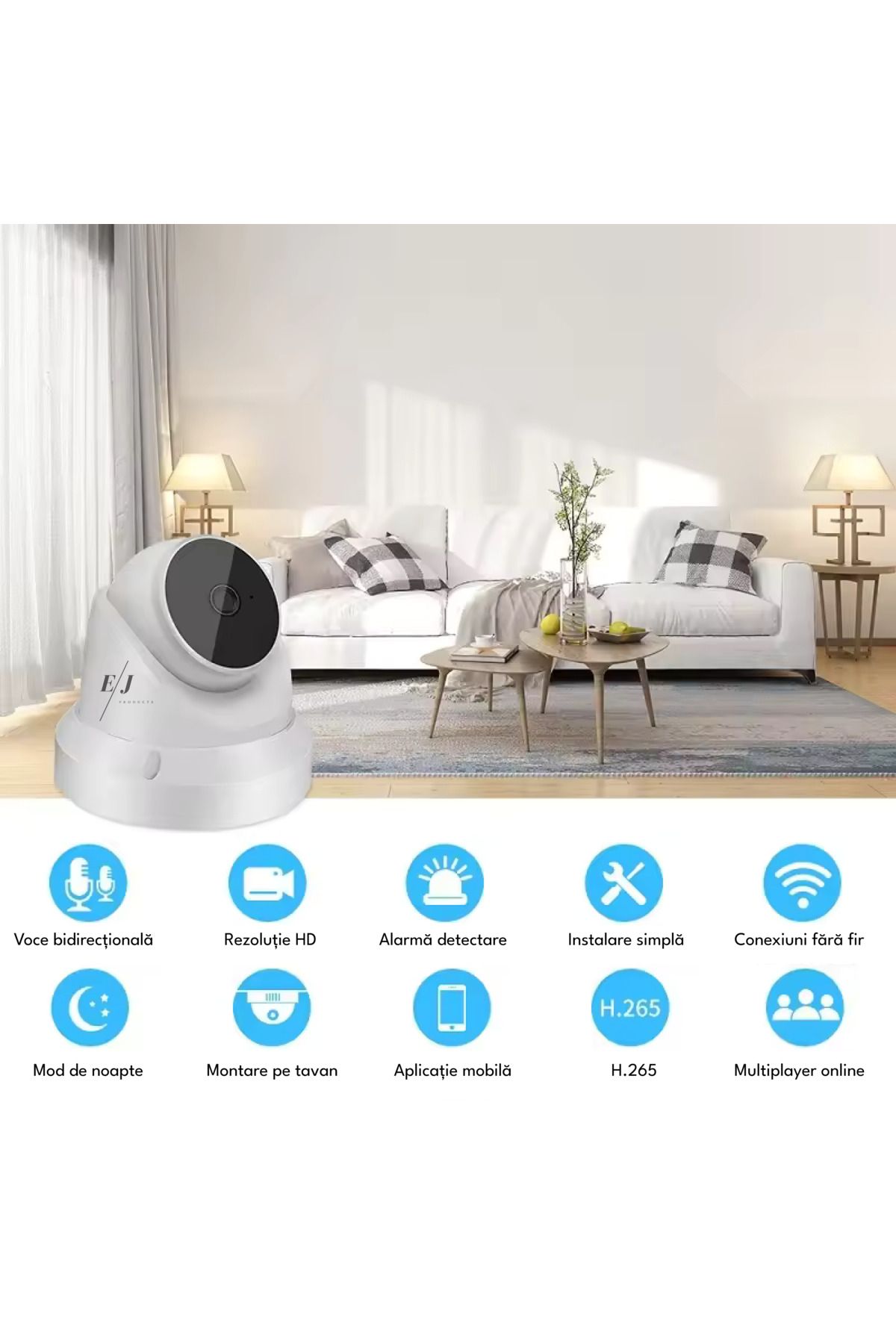 Spionescu-Surveillance camera, Q1, 3MP, 360°, Wifi, rotation, two-way communication, night vision 7