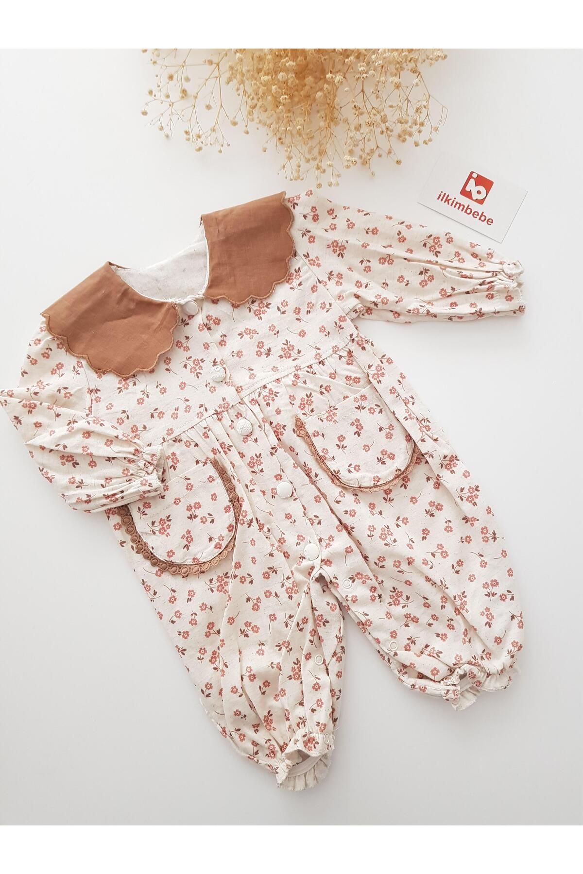 ilkimbebe Yakalı Çiçekli Bebek Tulumu