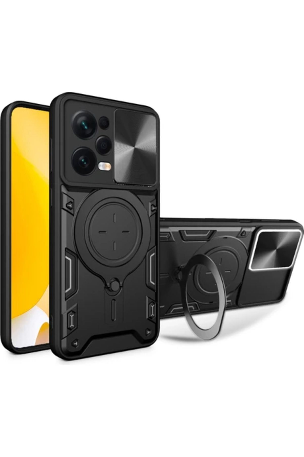 Obay 12 Pro 5g/note 12 Pro Speed 5g/ X5 Pro 5g, Slayt Kamera Lid Pc+Tpu Kickstand Telefon Kapak Black