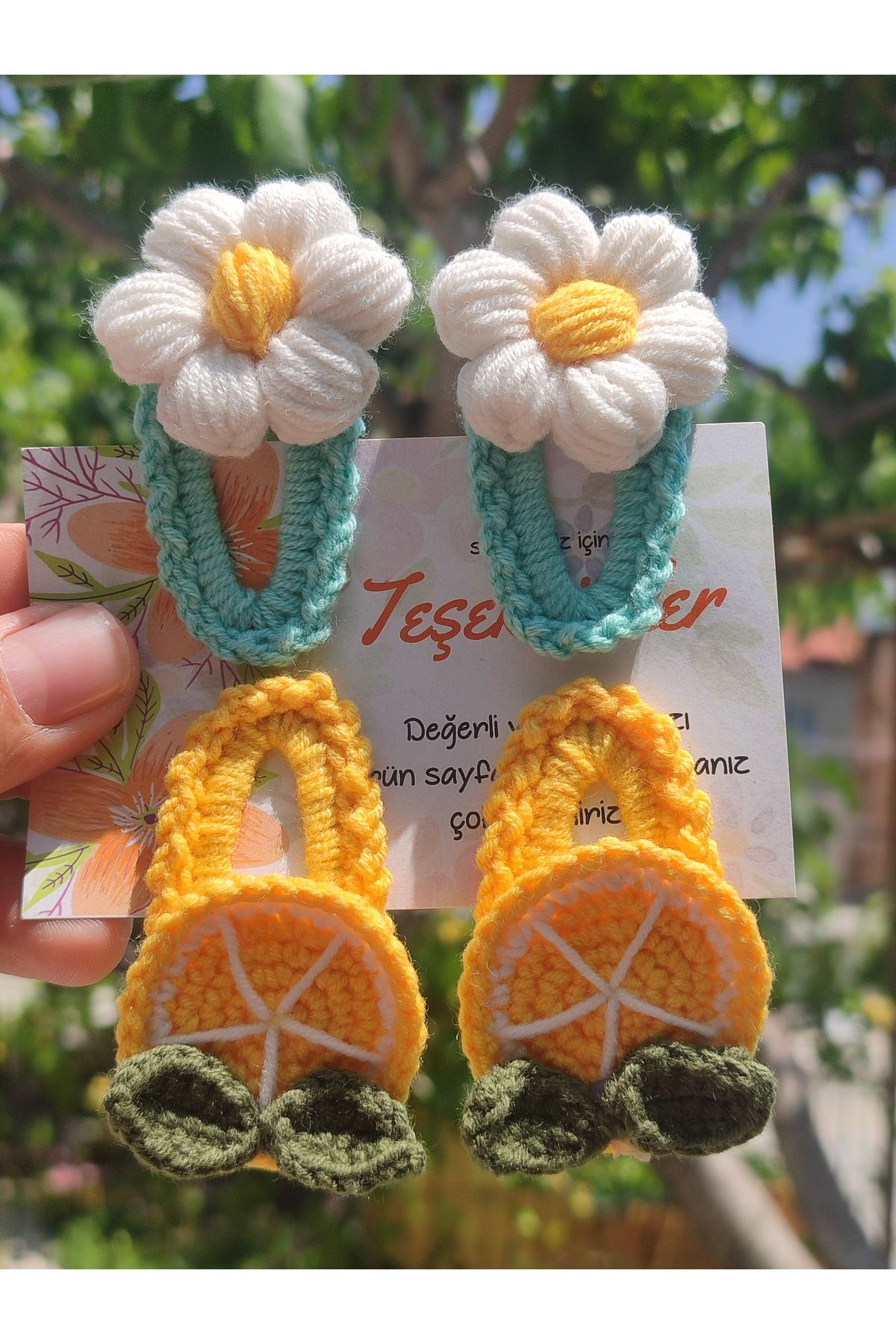 ELYTA Amigurumi çıtçıt toka el örgüsü papatya detaylı (4adet)