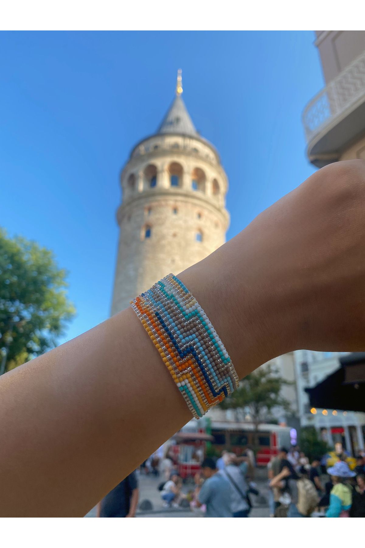 onlinetakıtasarım Renkli Bohem Kum Boncuk Bileklik Galata Kulesi