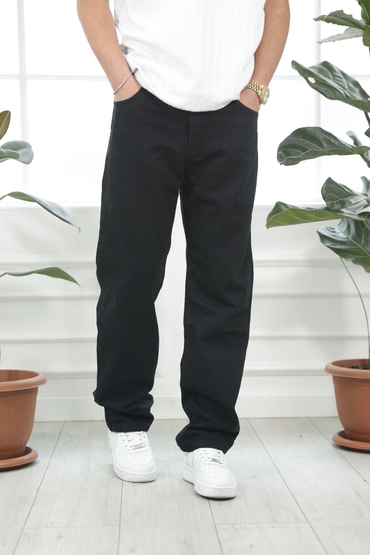 MAREARGENT Erkek Baggy Bol Kesim Kot Pantolon