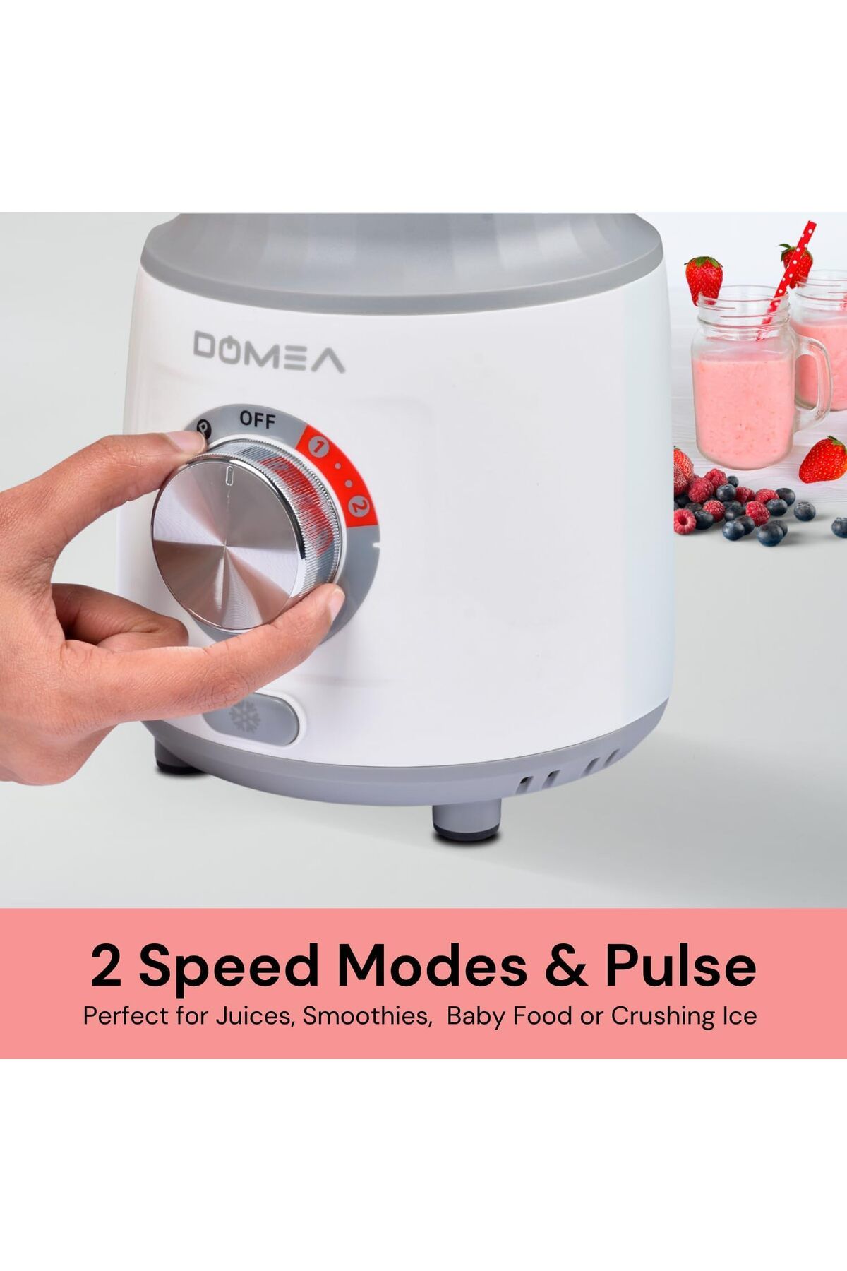 DOMEA-2-in-1 Blender & Grinder, 600W High-Speed Motor, 1.8L Juice Blender Jar + 300 ml Grinder Jar 3
