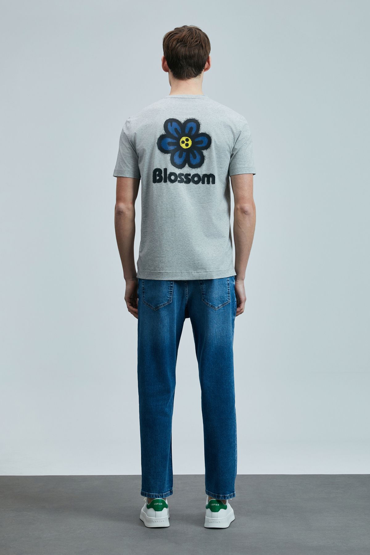 Lufian LUFİAN Peace Modern Grafik T- Shirt Gri