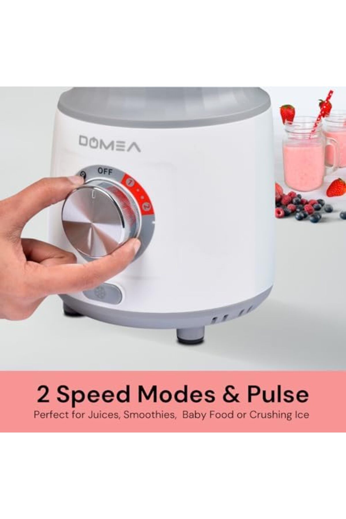 DOMEA-2-in-1 Blender & Grinder, 600W High-Speed Motor, 1.8L Juice Blender Jar + 300 ml Grinder Jar 4