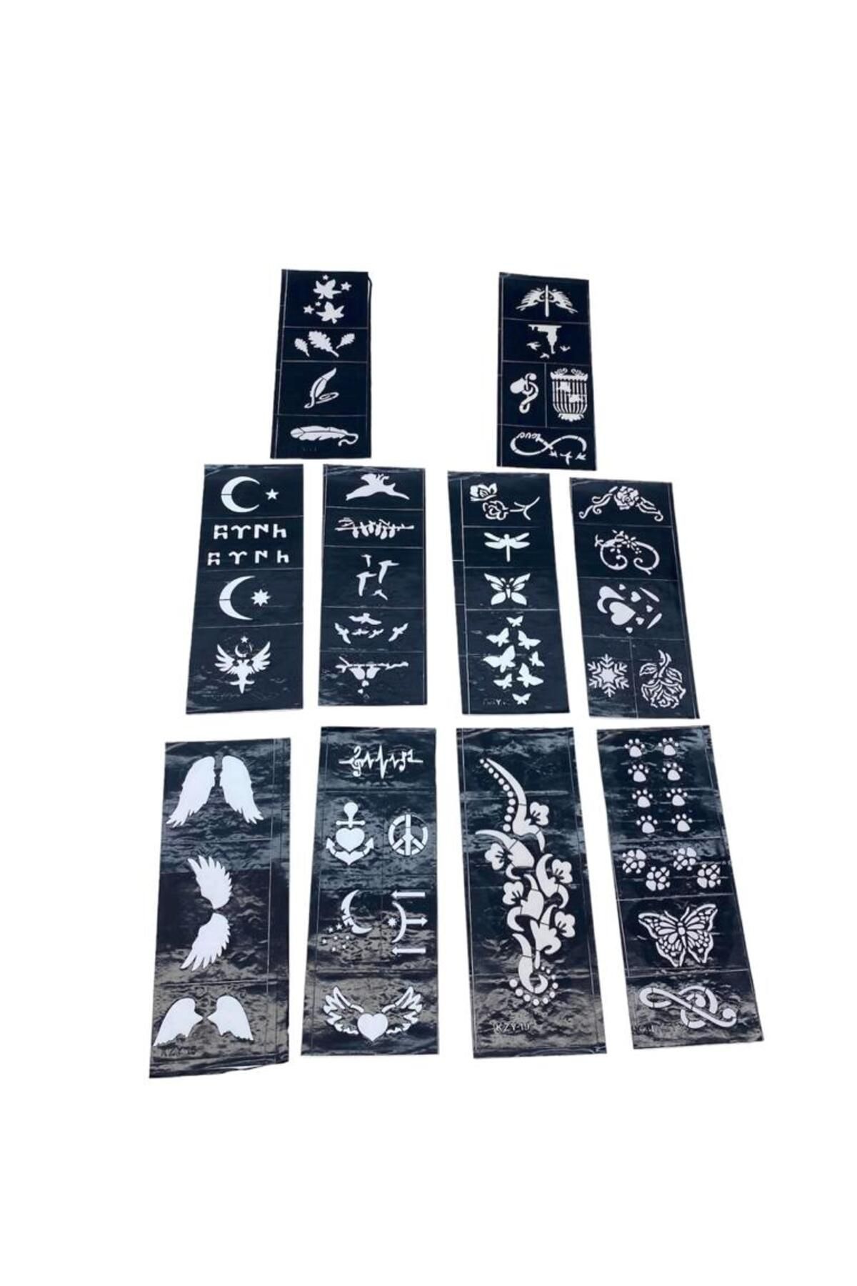 NEZADE STORE MİX DESEN 8X20CM TÜP KINA DESEN ÇIKARTMA ŞABLONU 10 PARÇA (5218)