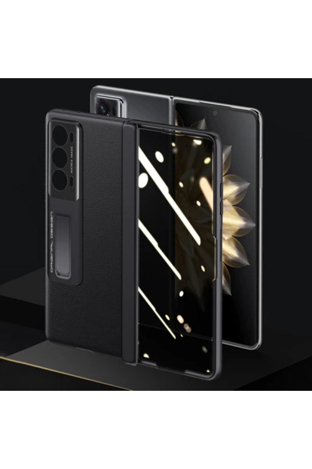 Obay ine Hnor Magic V2 5g Pu Deri Kaplamalı Pc Cilt Touch Kılıf Menteşe Koruma Kickstand Telefon Kapağı