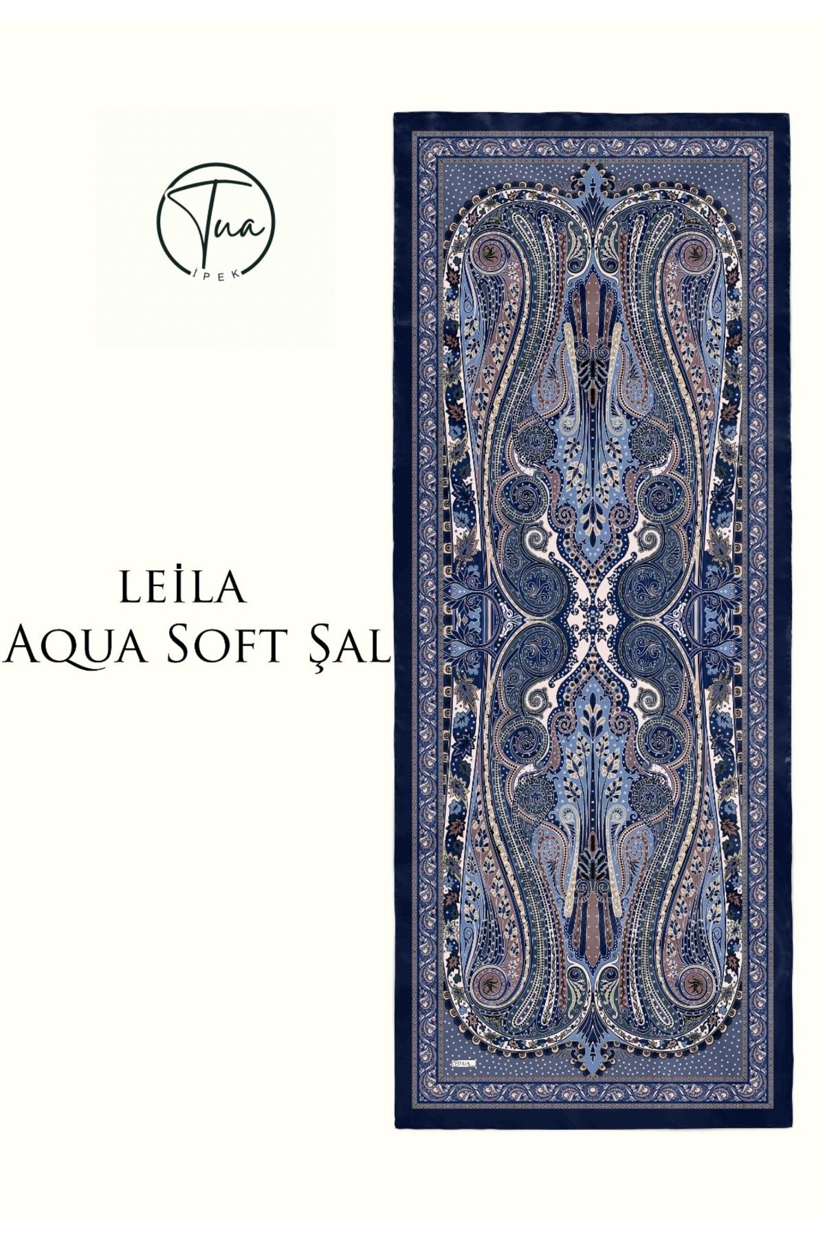 TUA İPEK LEİLA AQUA SOFT COTON ŞAL - ETNİK Desenli