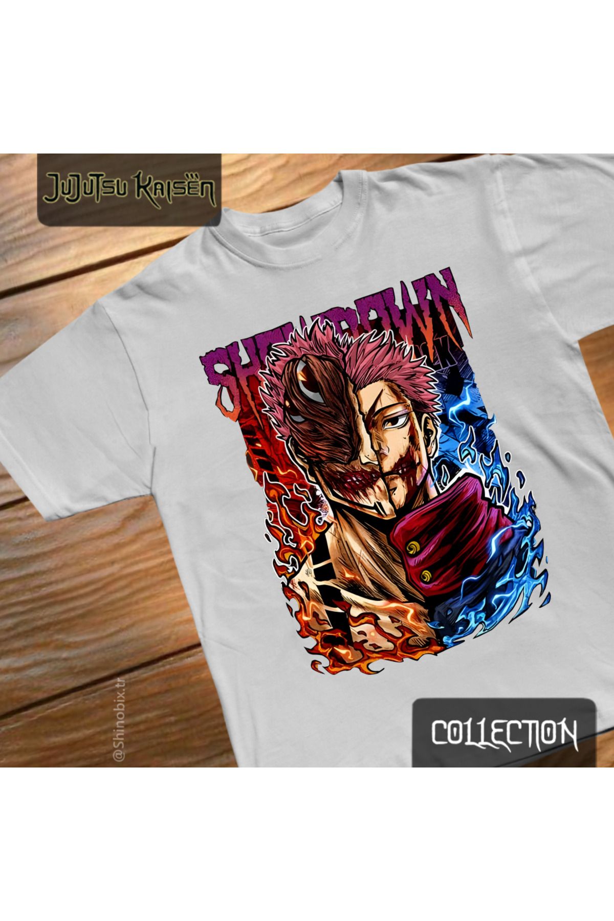 SHINOBIX Jujutsu Kaisen Anime Ryomen Sukuna X Satoru Gojo Strongest Oversize Baskılı T-Shirt