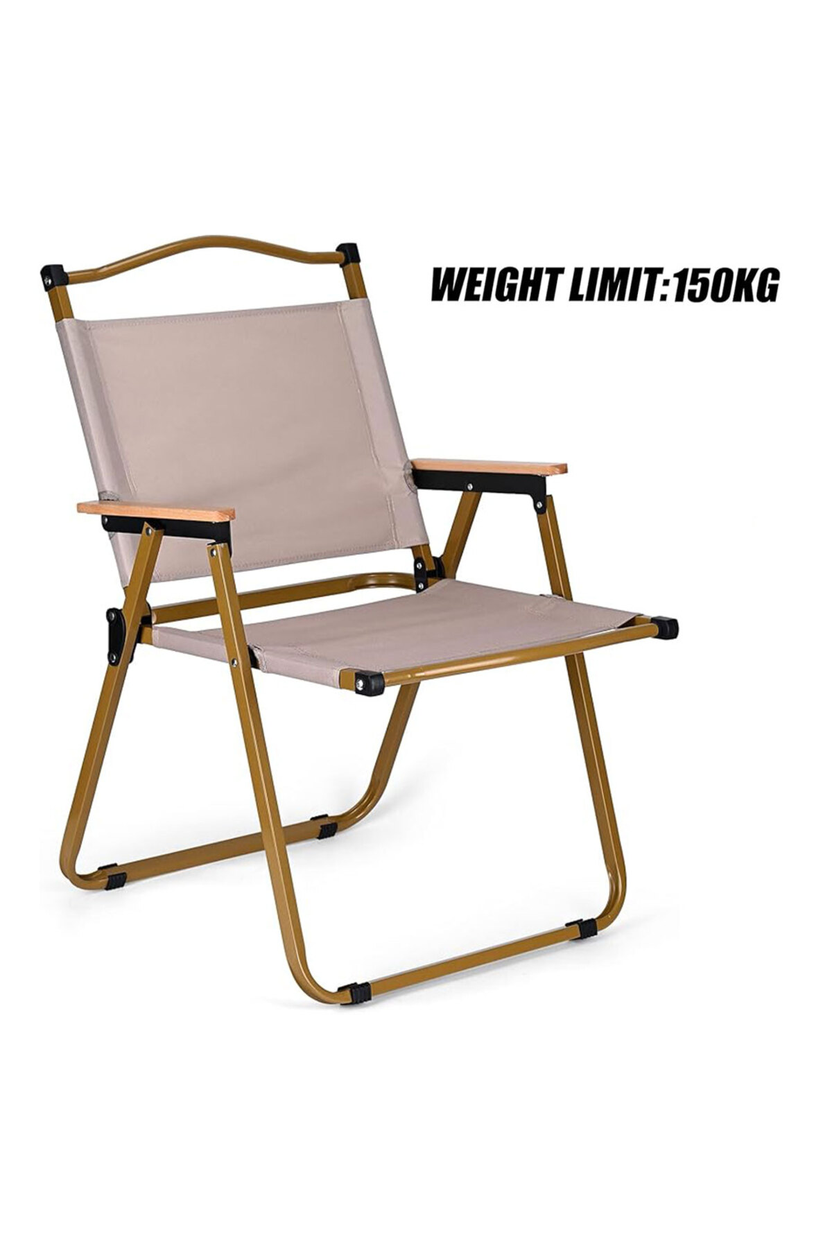 كرسي تخييم قابل للطي بإطار من الألومنيوم، للنزهات والشاطئ والحديقة، لون بيج - 78 ارتفاع × 40 ارتفاع × 52 عمق × 52 عرض سم