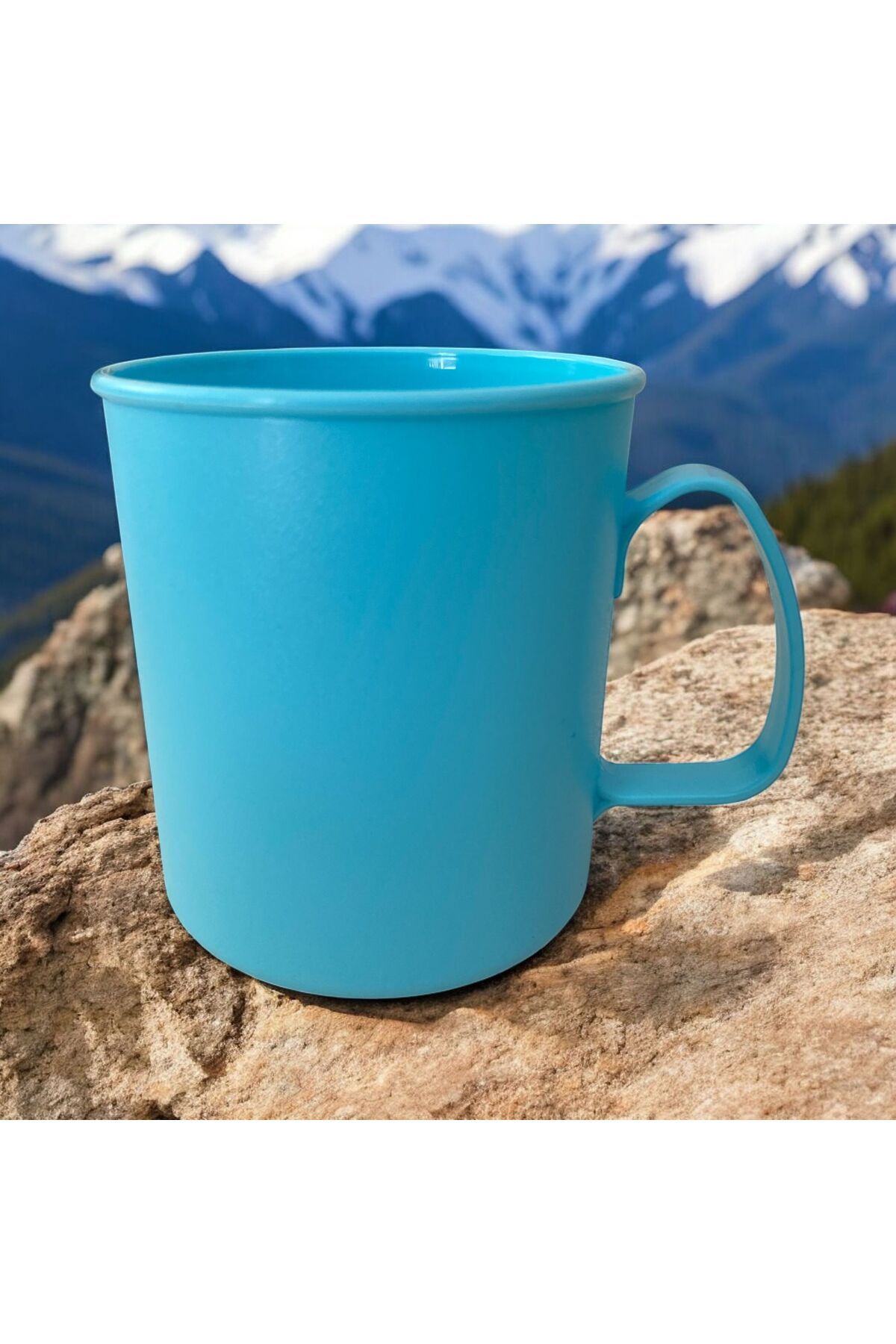 HOLLYHOME Plastik Kulplu Kupa Bardak Plastik Su, Meşrubat Bardağı 300ml 8,5(h)x7,5cm Mavi