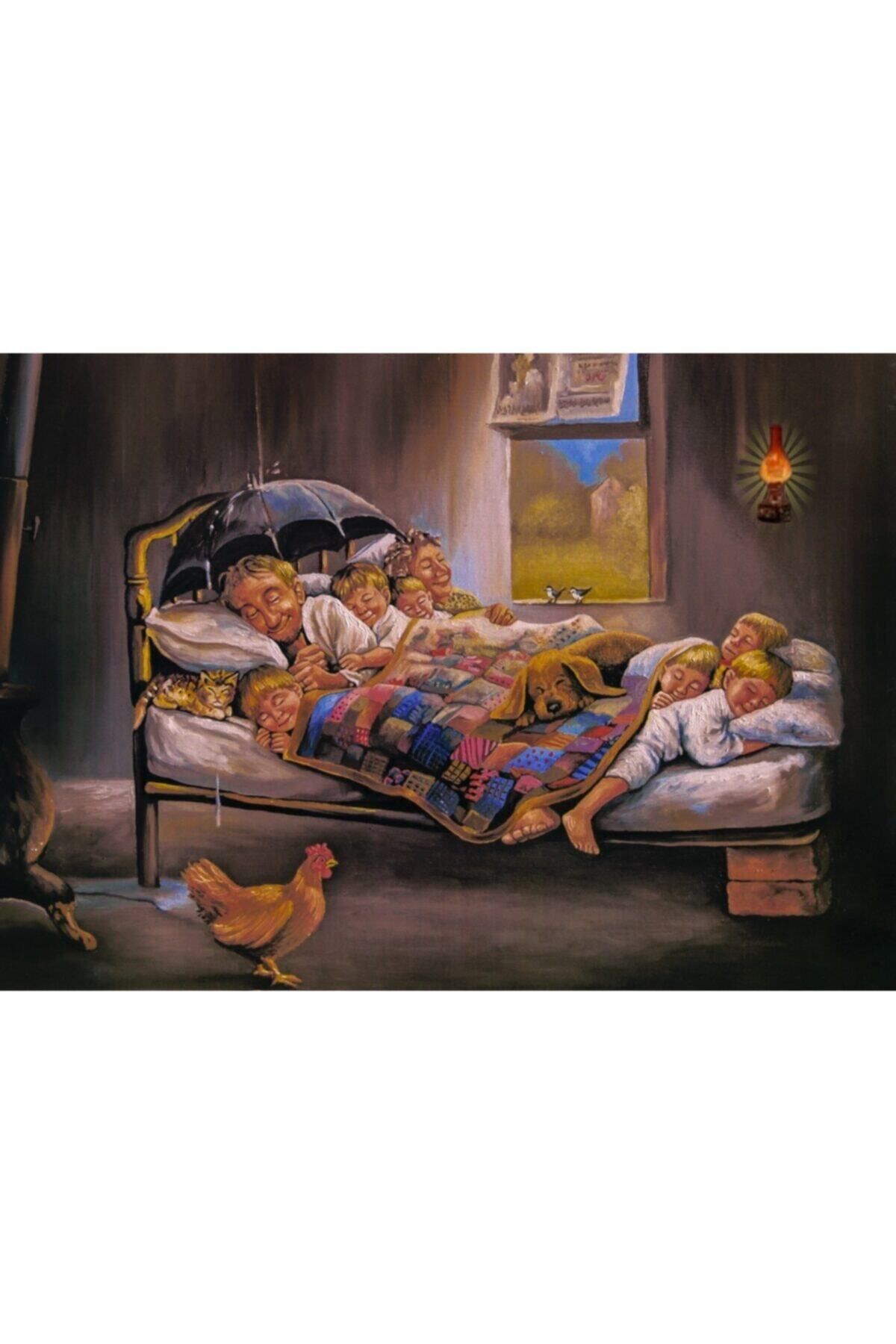 binbirçeşit Büyük Anne,büyük Baba Ve Torunlar Canvas Led (ışıklı) Tablo 60x90 cm