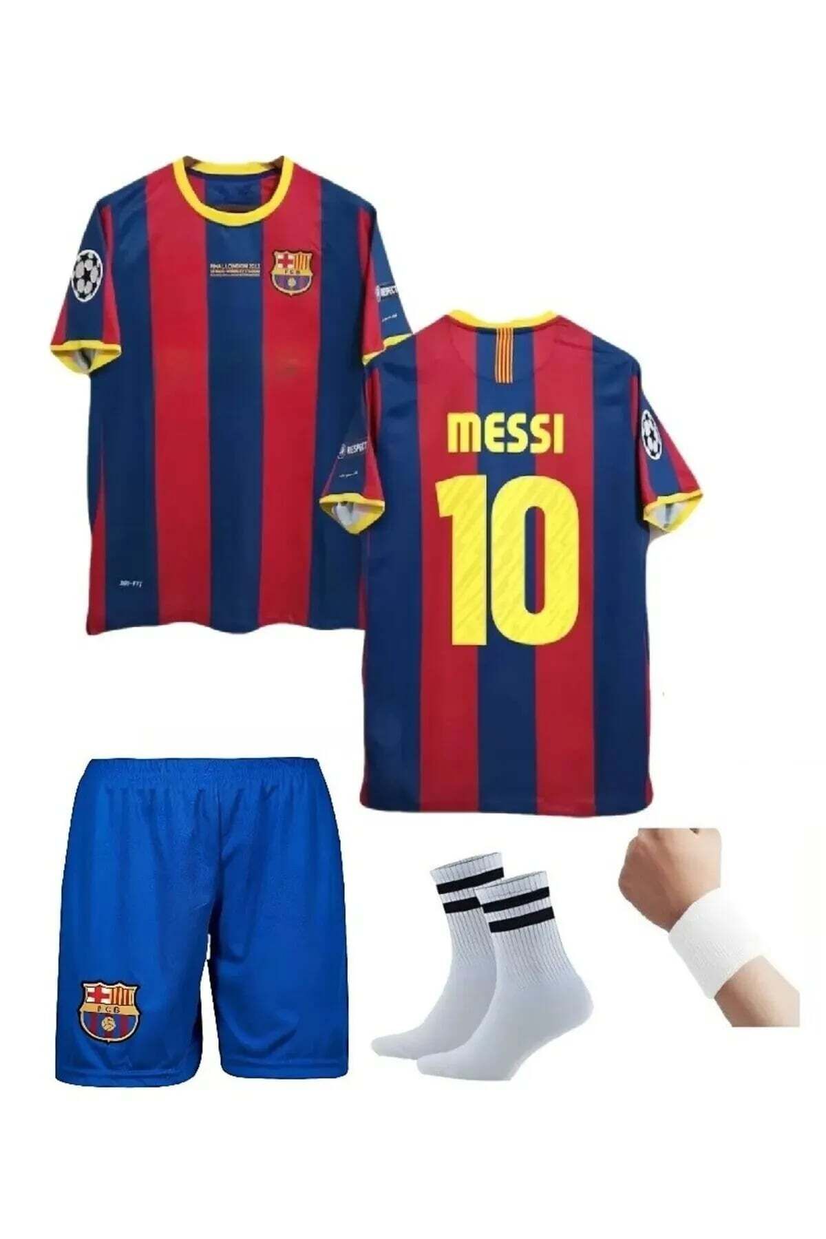 rüya vadisi Lionel Messi 2011 Barce*lona Şampiyonlar LigiÇocuk Forma Takımı 4'lü Set Çorap+Bileklik Hediyeli