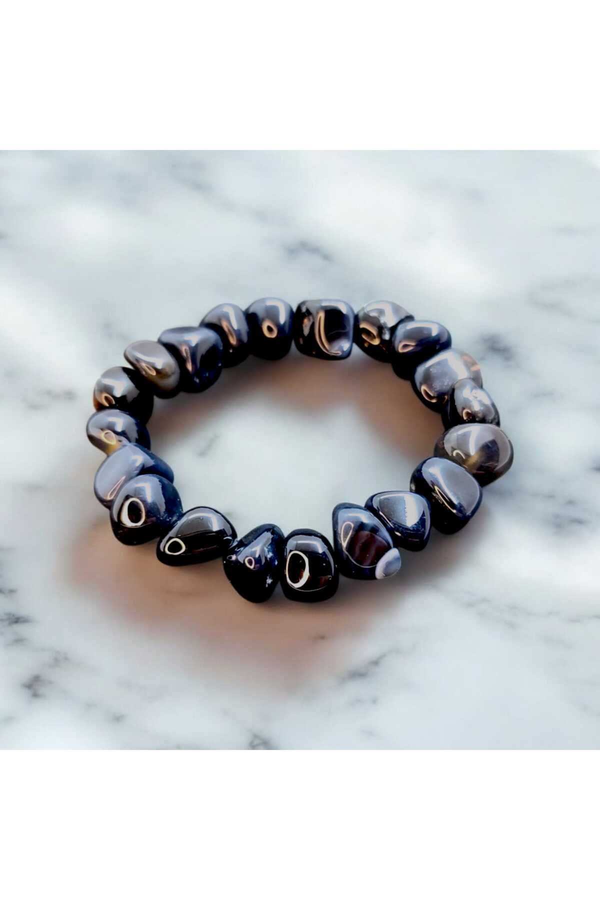 ÜMRANİKA JEWELLERY Siyah Akik Bileklik-Doğal Taş