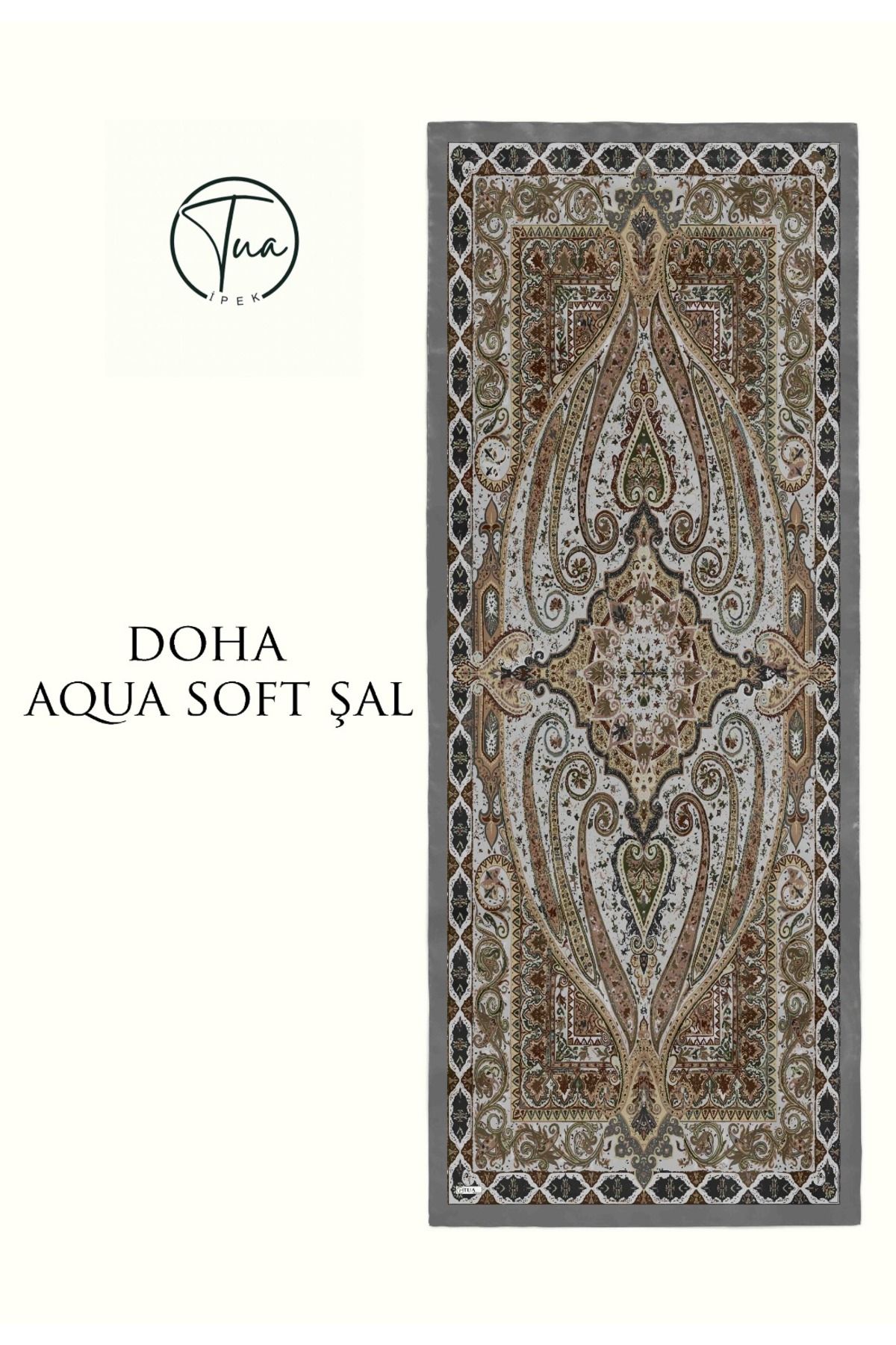 TUA İPEK DOHA AQUA SOFT COTON ŞAL - ETNİK Desenli