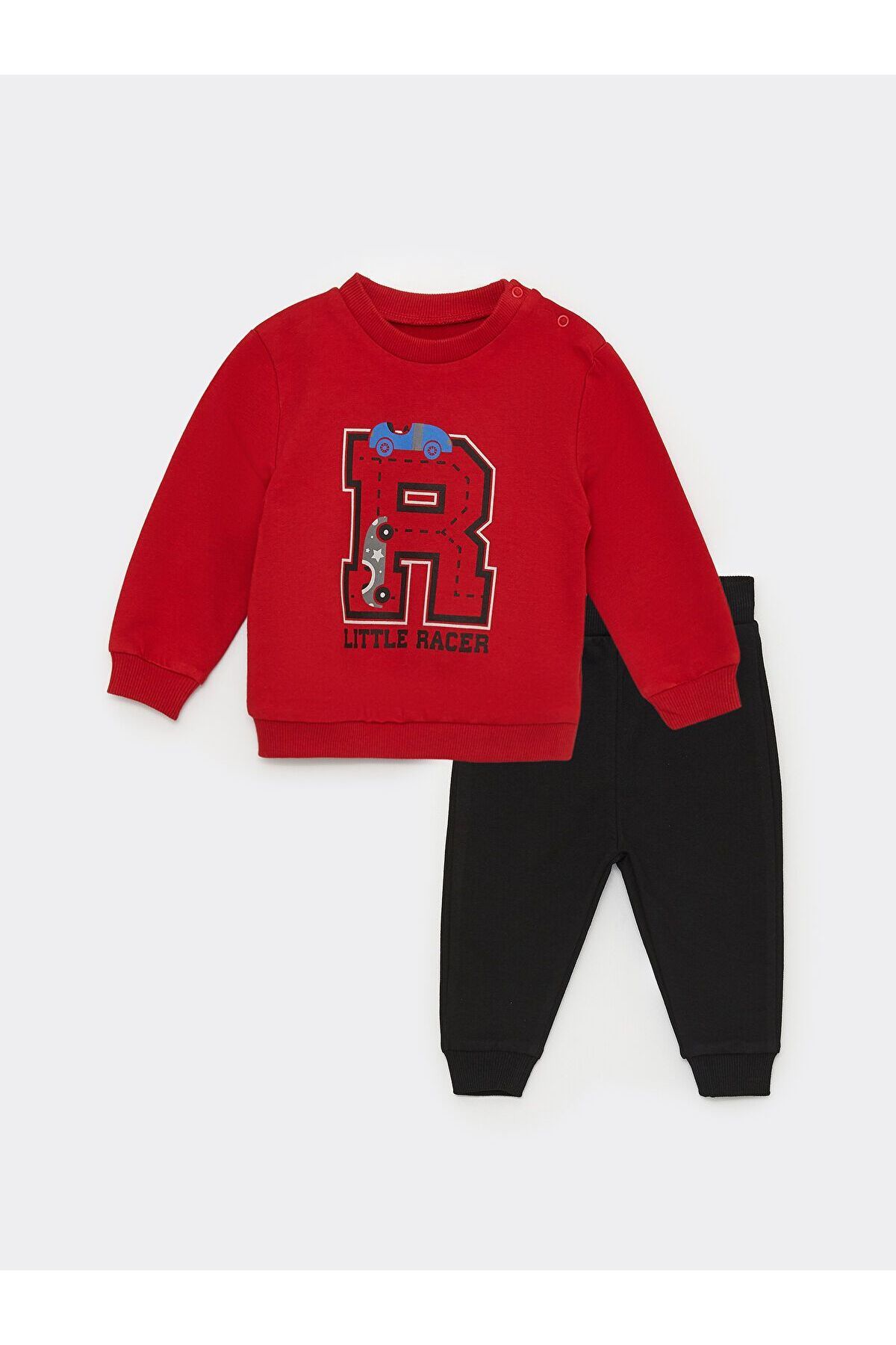 LC Waikiki Bisiklet Yaka Uzun Kollu Baskılı Erkek Bebek Sweatshirt ve Eşofman Alt 2'li Takım