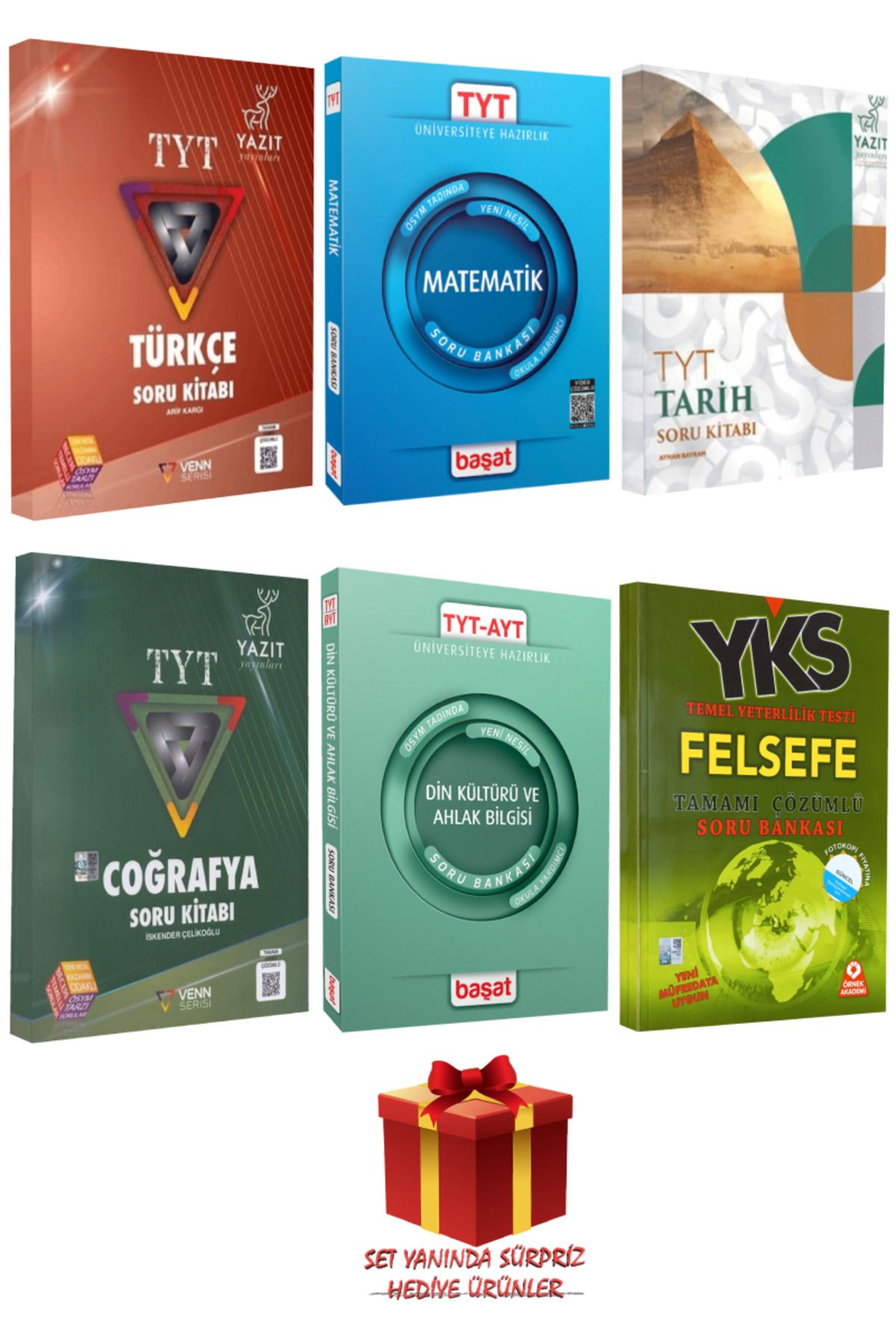 Yazıt Yayınları TYT Seti: Türkçe+Matematik+Tarih+Coğrafya+Din Kültürü ve Ahlak Bilgisi+Felsefe Soru Bankası+Hediye
