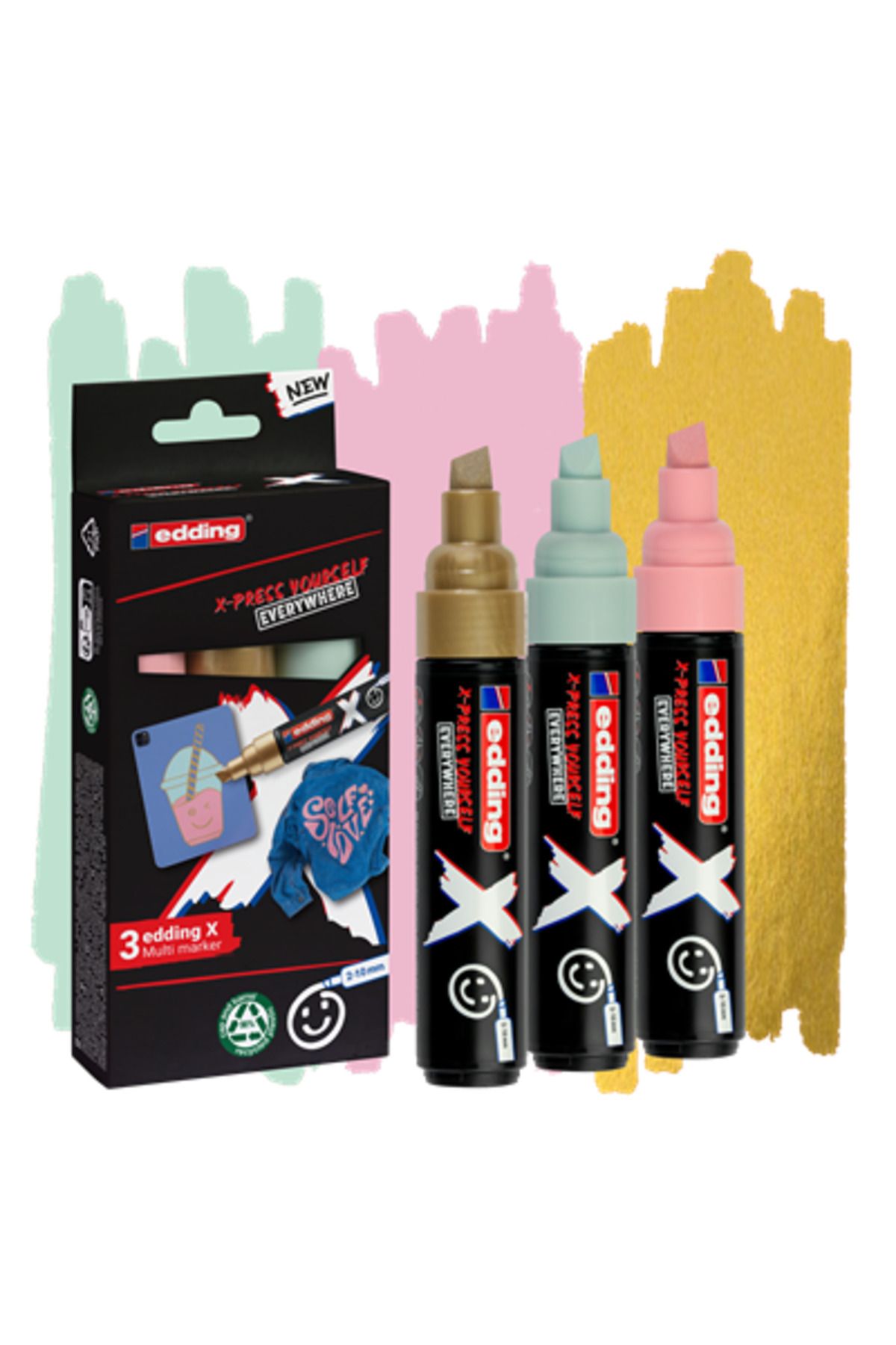 Edding 6900 X Multi Marker 2-10mm Kesik Uç 3'lü Set - Pastel / 4-6900-3-2