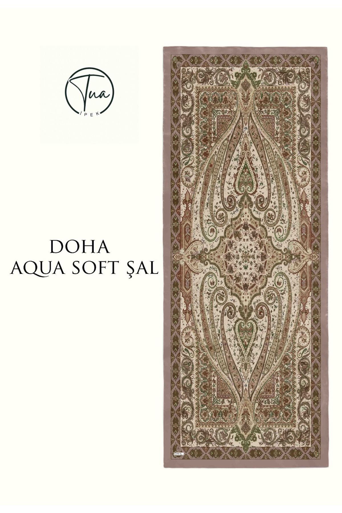 TUA İPEK DOHA AQUA SOFT COTON ŞAL - ETNİK Desenli