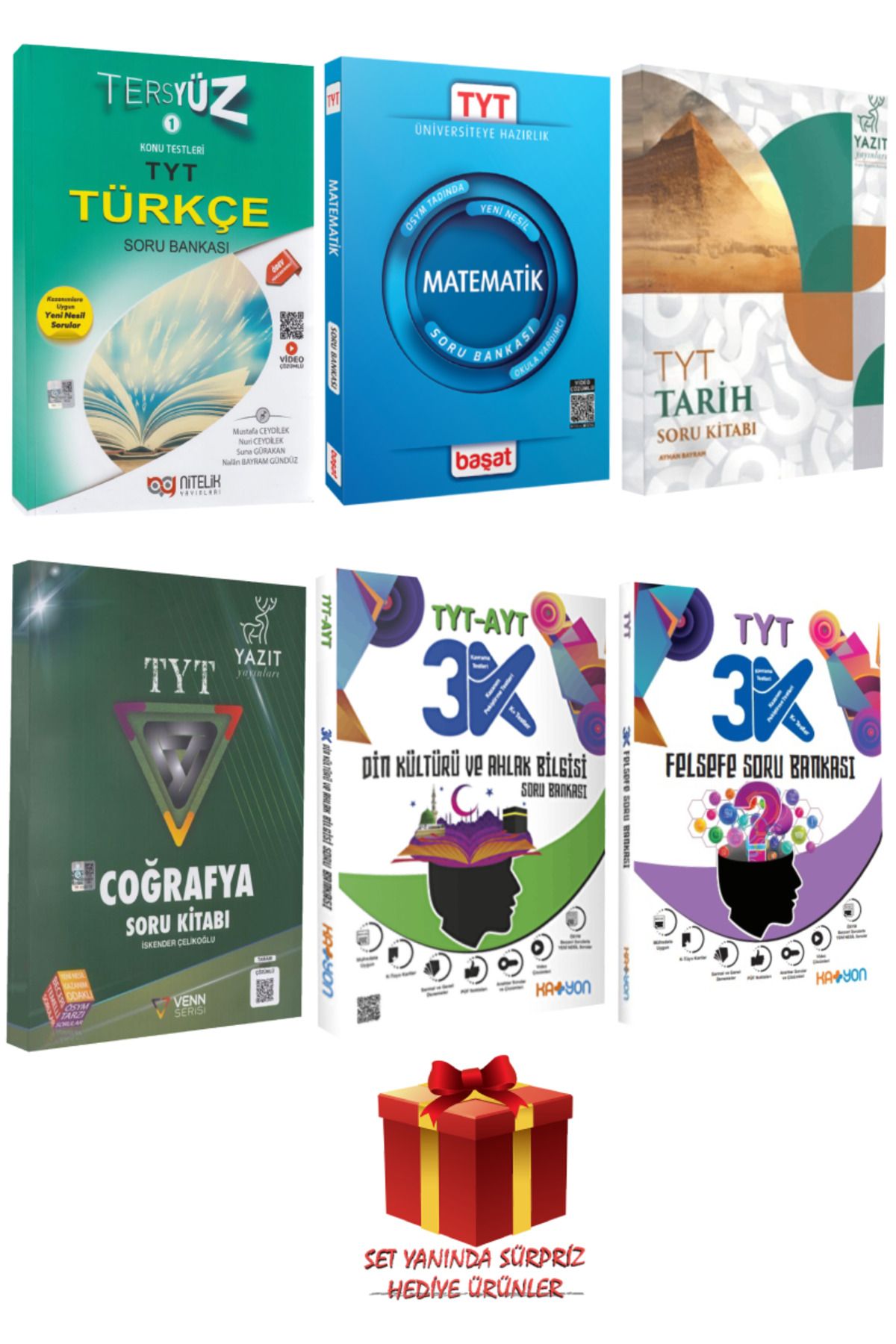 Başat Yayınları TYT Seti: Türkçe+Matematik+Tarih+Coğrafya+Din Kültürü ve Ahlak Bilgisi+Felsefe Soru Bankası+Hediye