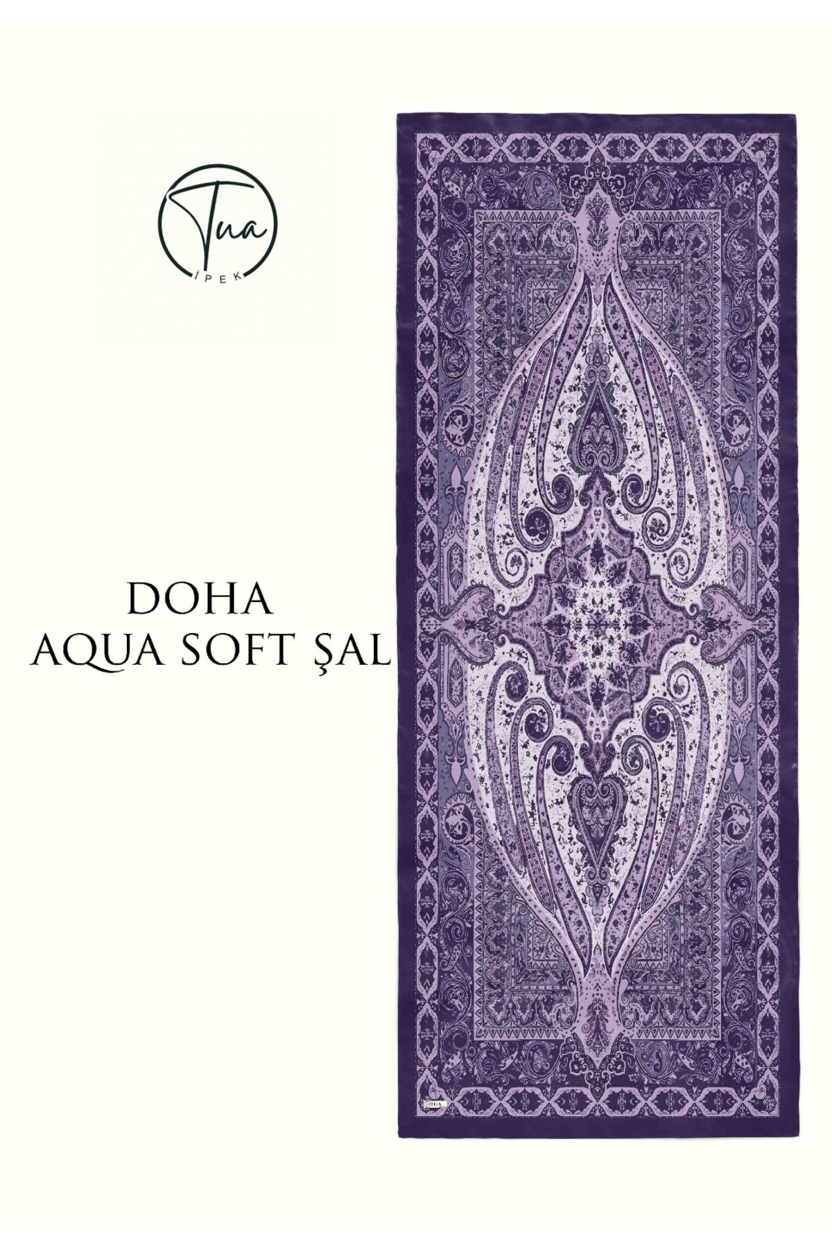 TUA İPEK DOHA AQUA SOFT COTON ŞAL - ETNİK Desenli