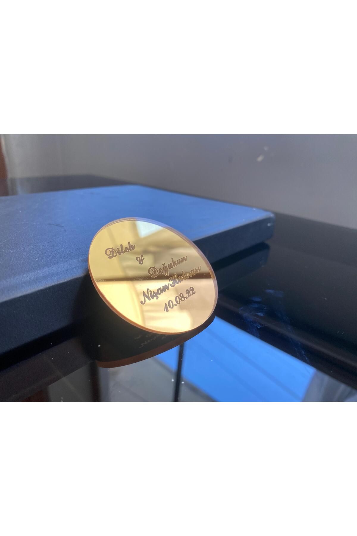 Magnetfoto 25 adet gold/gümüş 2.5 mm pleksi kazımalı 6 cm süslemeye uygun