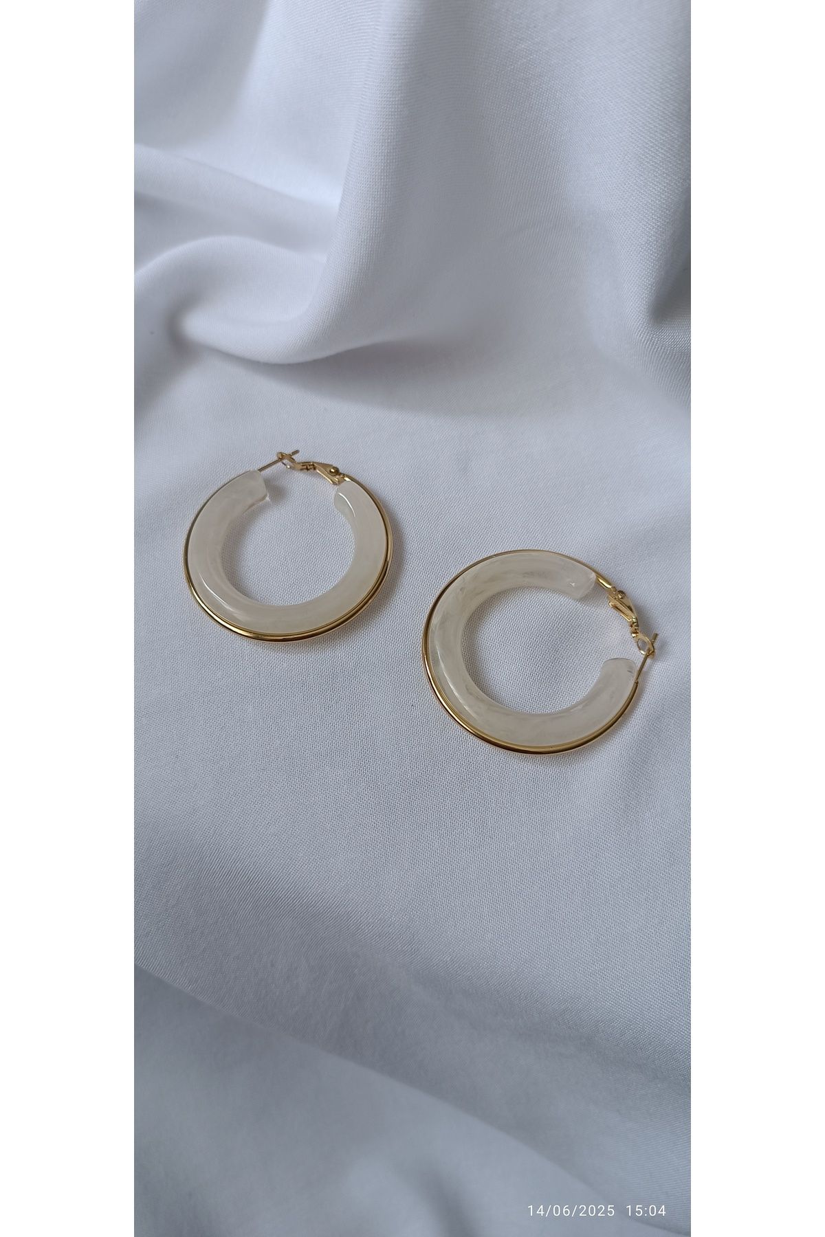 ARİ TAKI Halka küpe Gold&beyaz