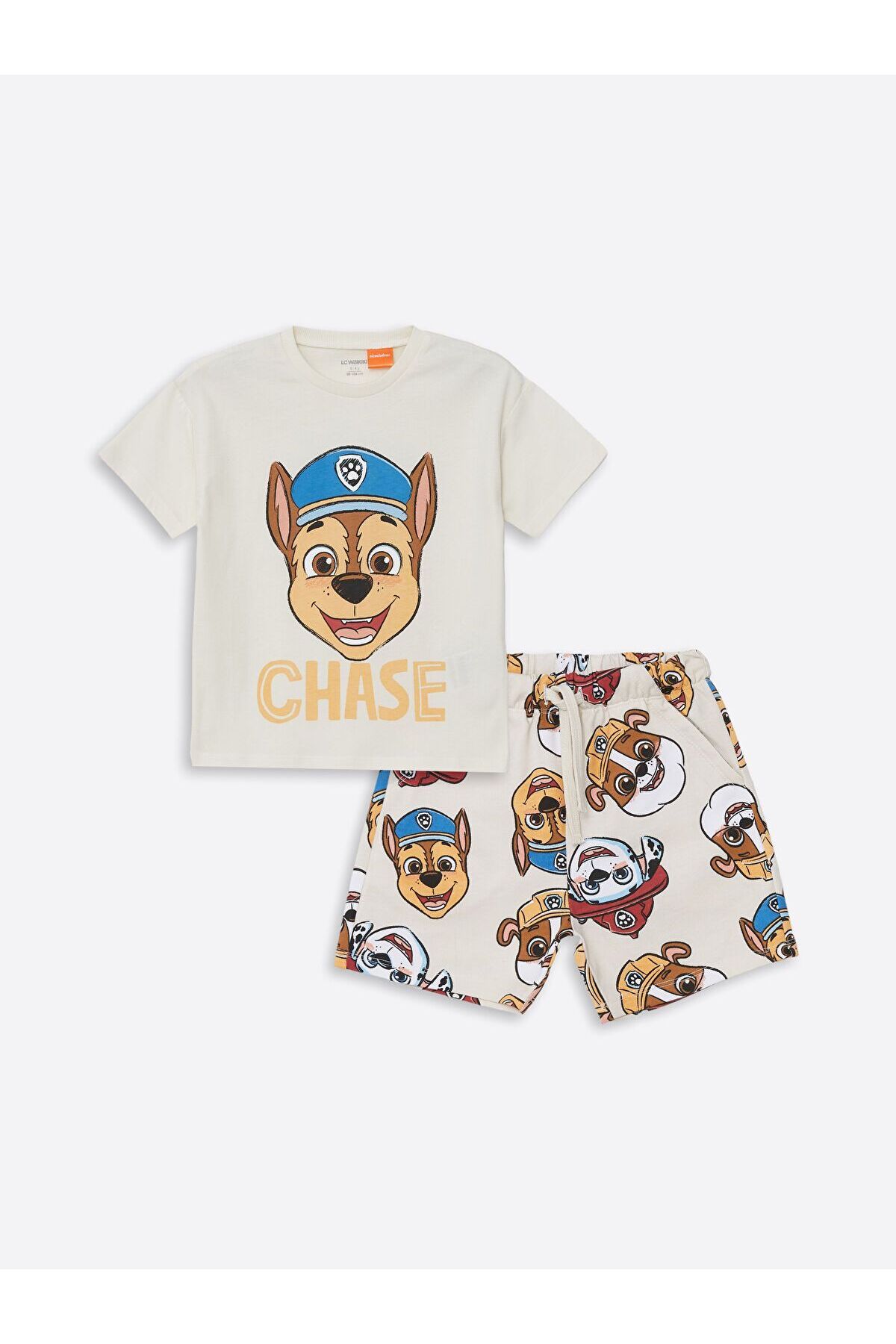 LC Waikiki Bisiklet Yaka Paw Patrol Baskılı Erkek Bebek Tişört ve Şort 2'li Takım